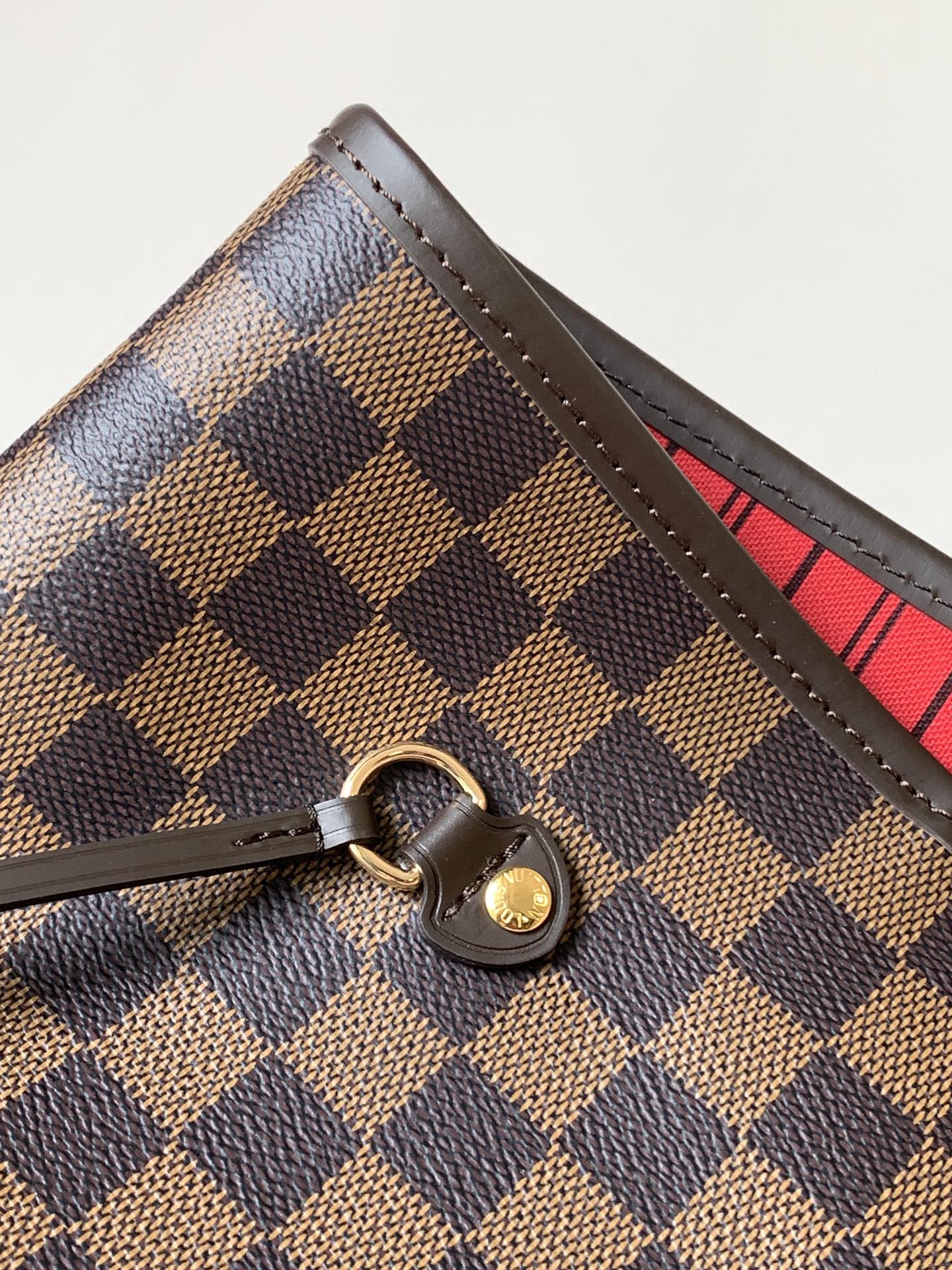 Neverfull Gm Cerise Red Damier Large Size Brown Tote N40597