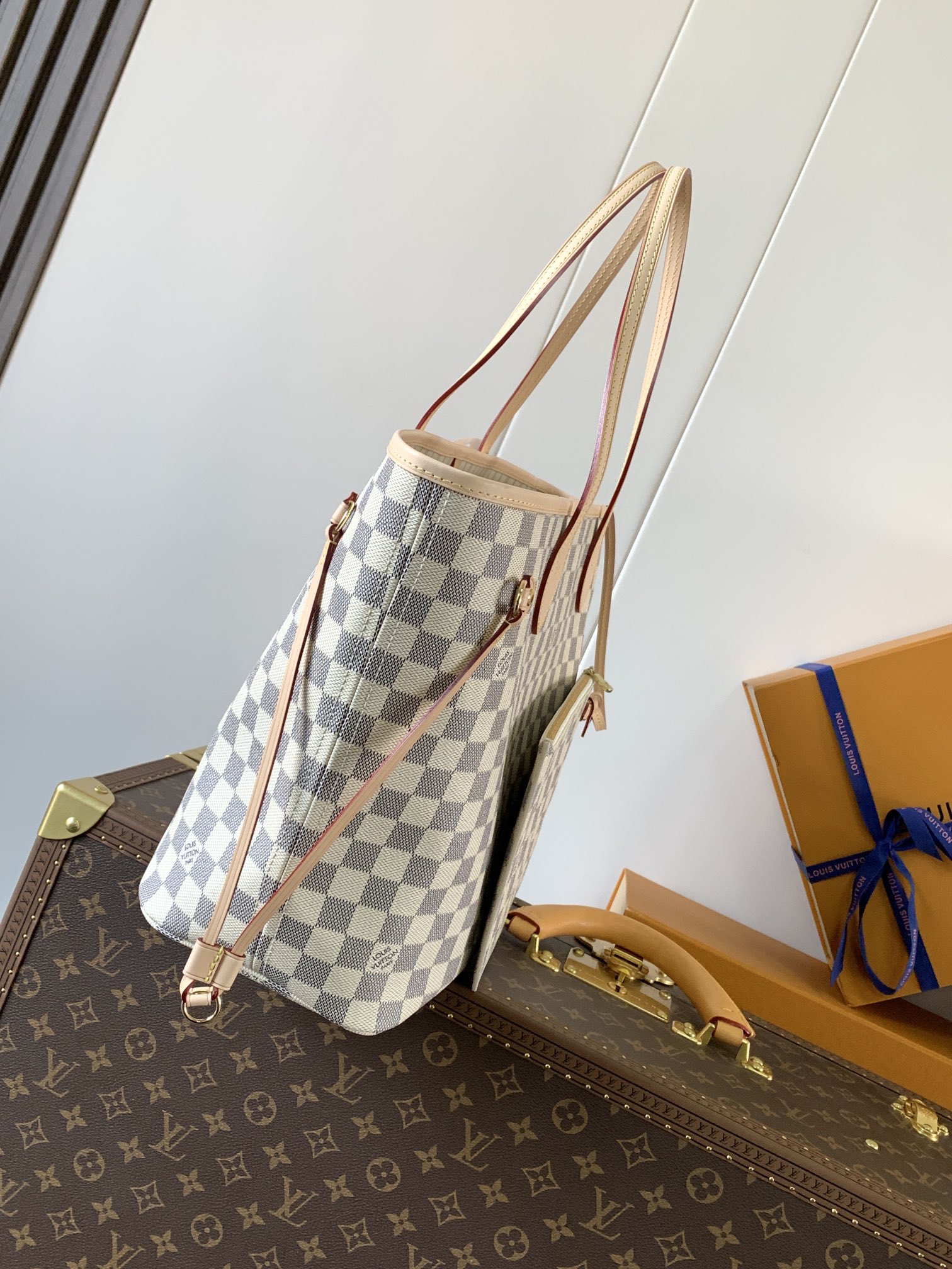 Neverfull Mm Beige Damier Azur Mid Size Beige Tote N40604