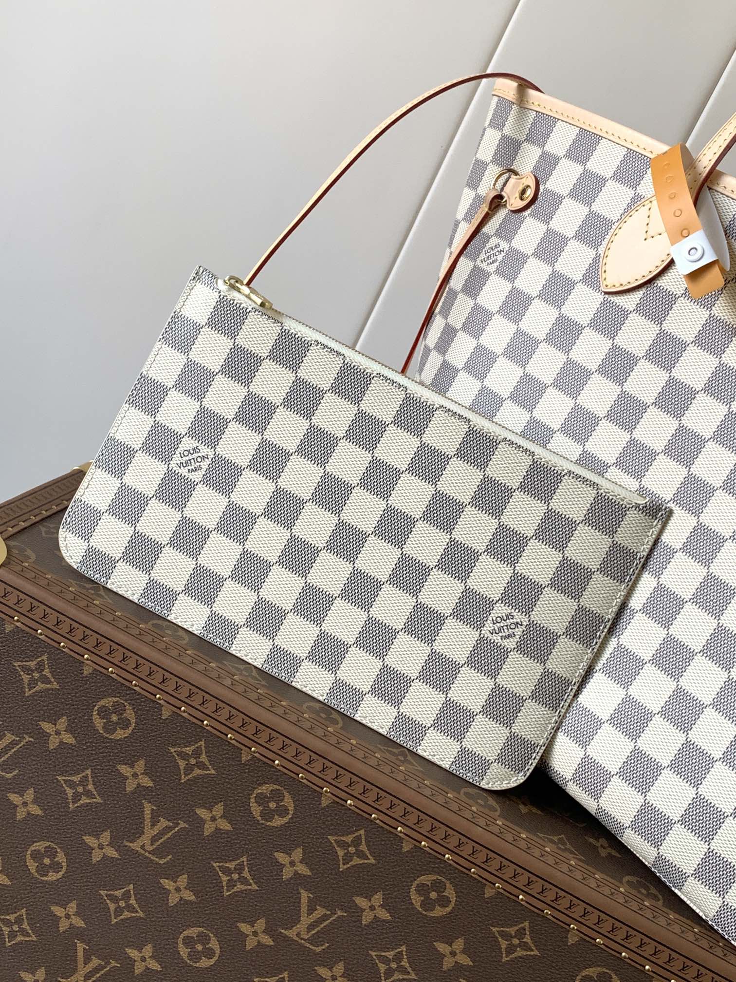 Neverfull Mm Beige Damier Azur Mid Size Beige Tote N40604