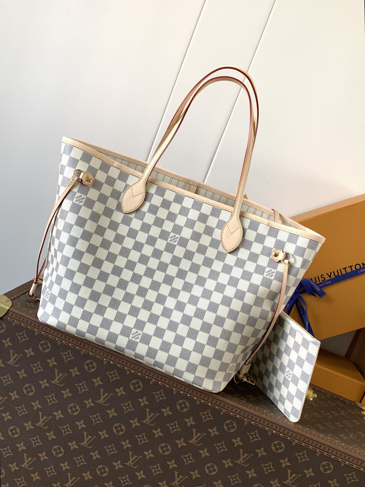 Neverfull Mm Beige Damier Azur Mid Size Beige Tote N40604