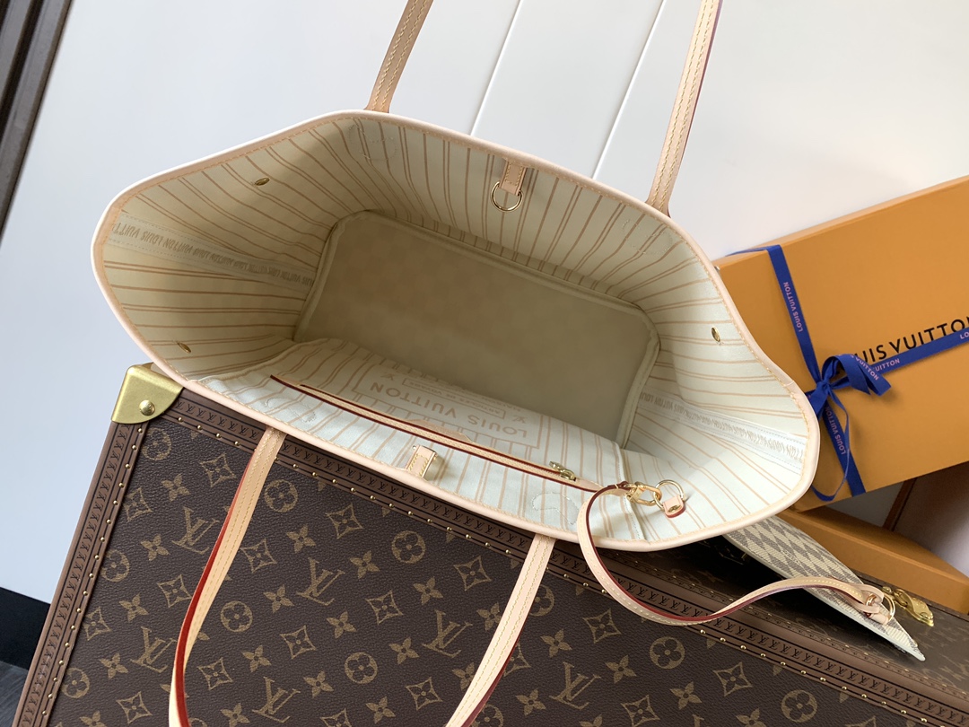 Neverfull Mm Beige Damier Azur Mid Size Beige Tote N40604