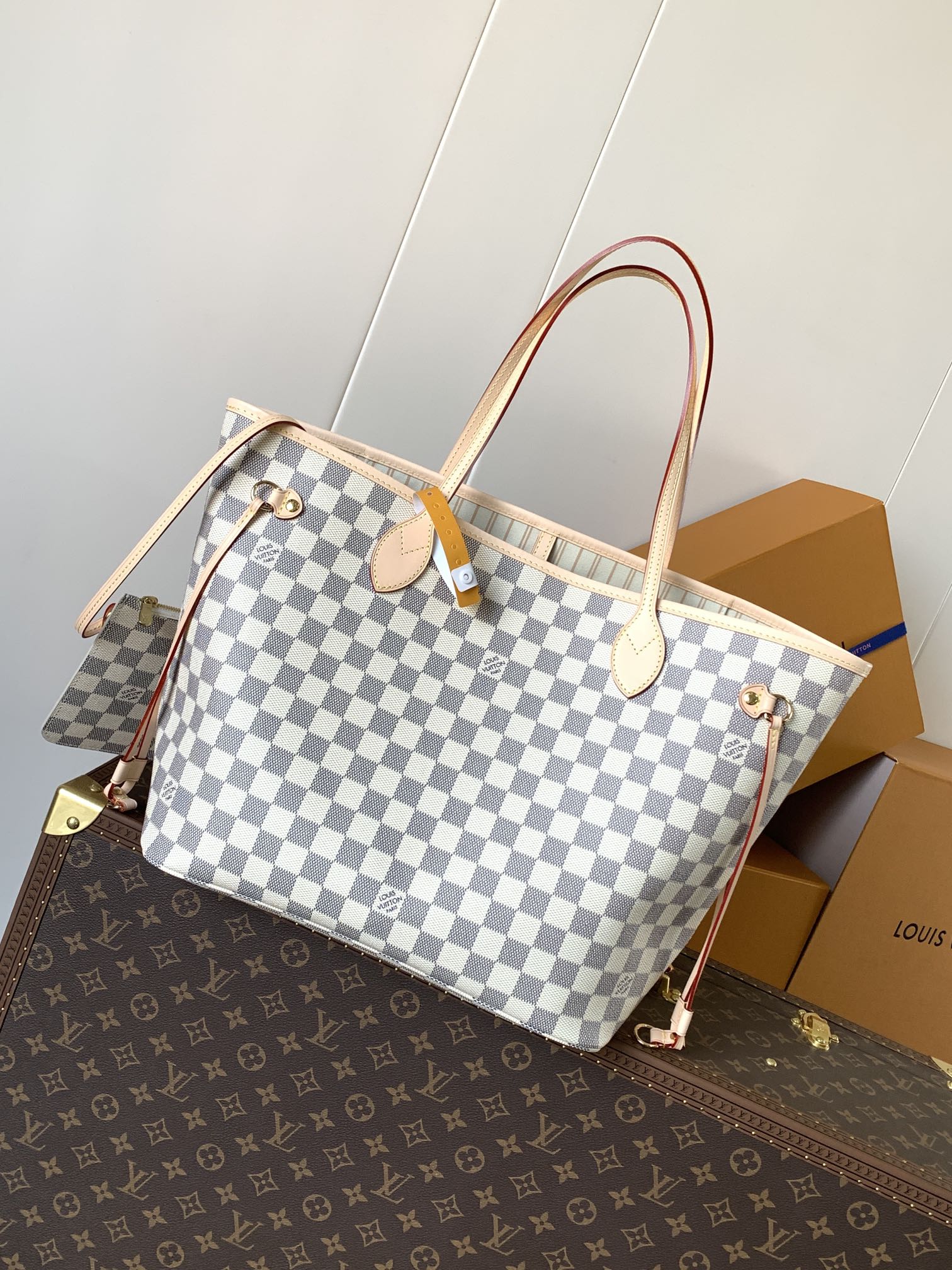 Neverfull Mm Beige Damier Azur Mid Size Beige Tote N40604