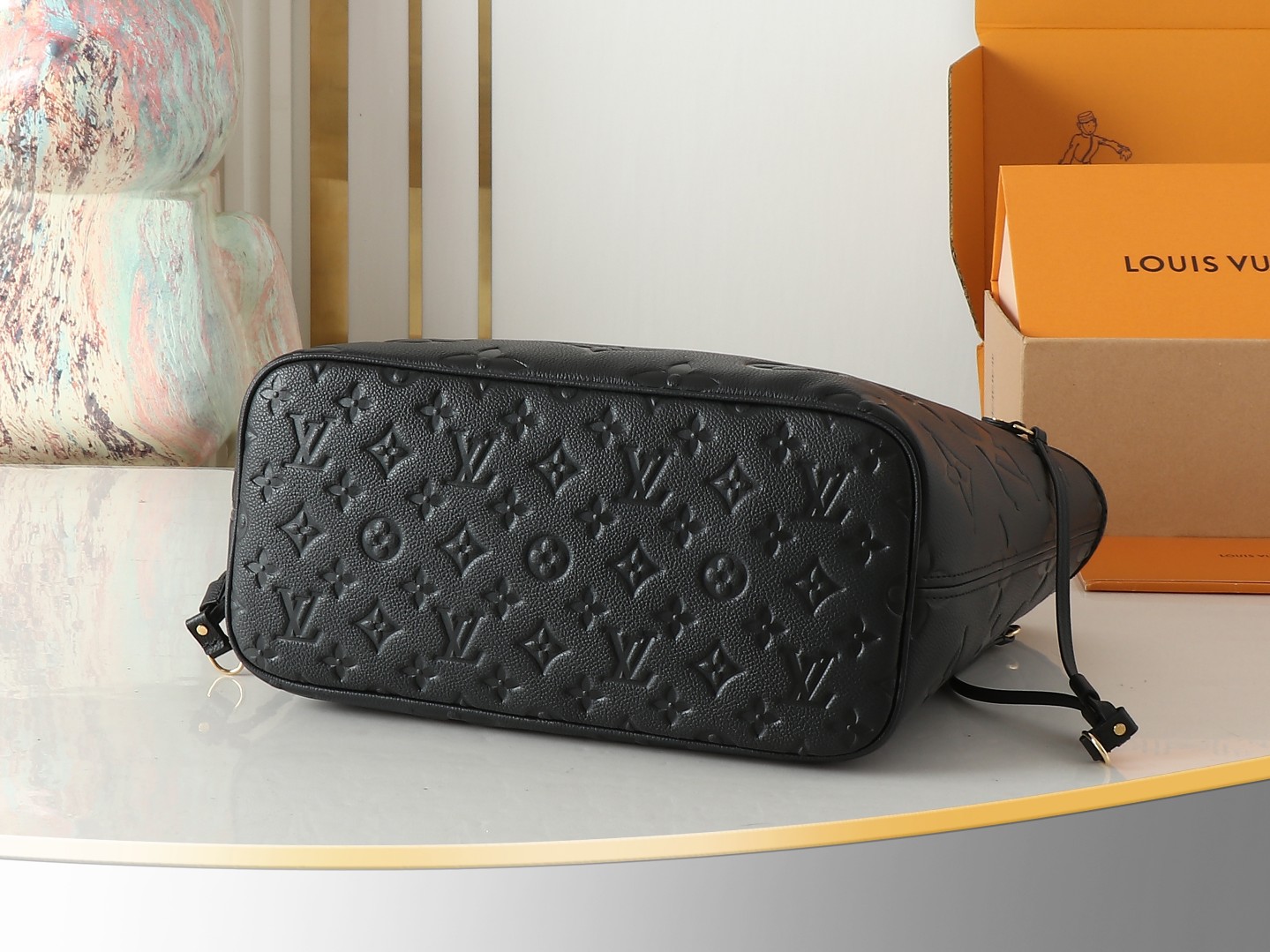 Neverfull Mm Black Monogram Empreinte Leather Mid Size Tote M45685