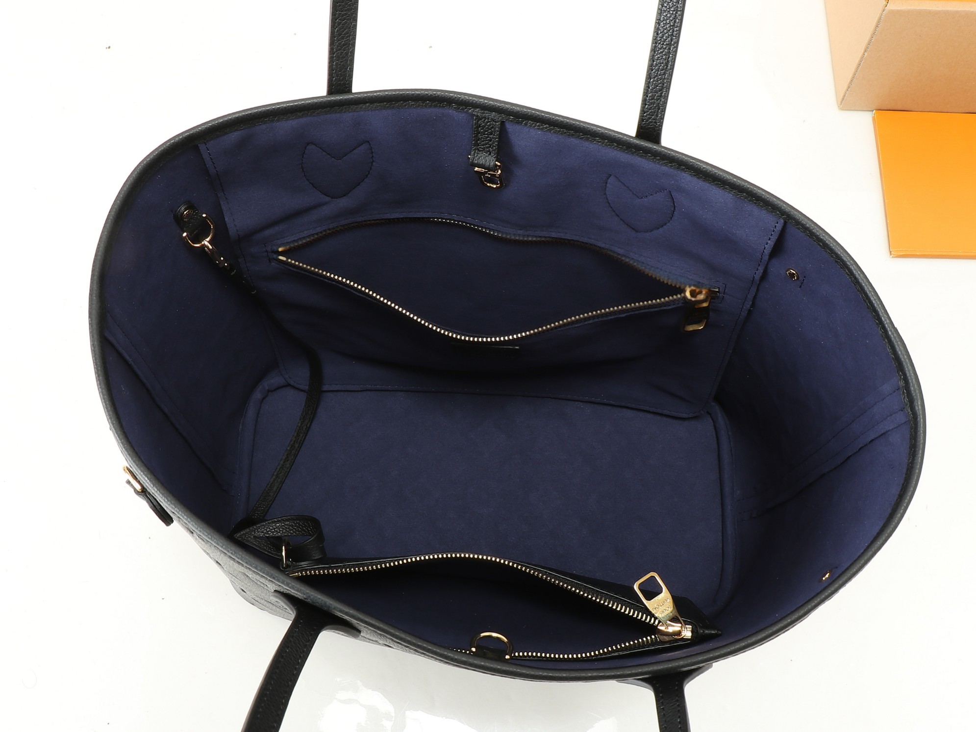 Neverfull Mm Black Monogram Empreinte Leather Mid Size Tote M45685