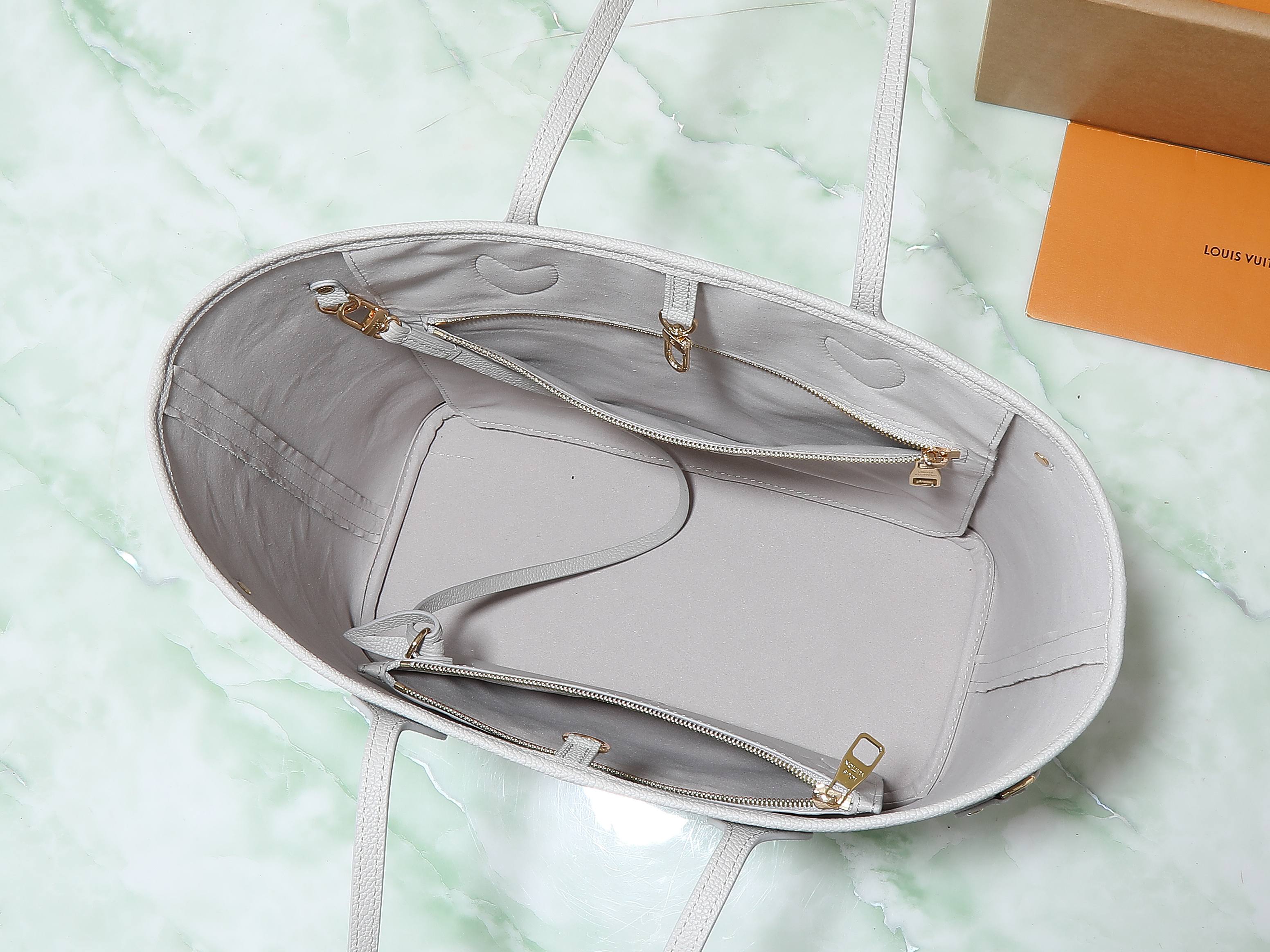 Neverfull Mm Brume Gray Monogram Empreinte Leather Mid Size Tote M13758