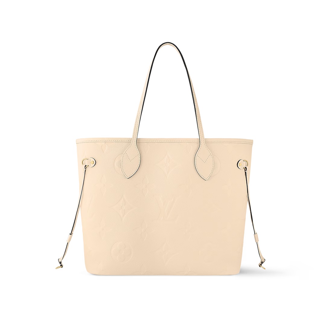 Neverfull Mm Crème Beige Monogram Empreinte Leather Mid Size Tote M46676