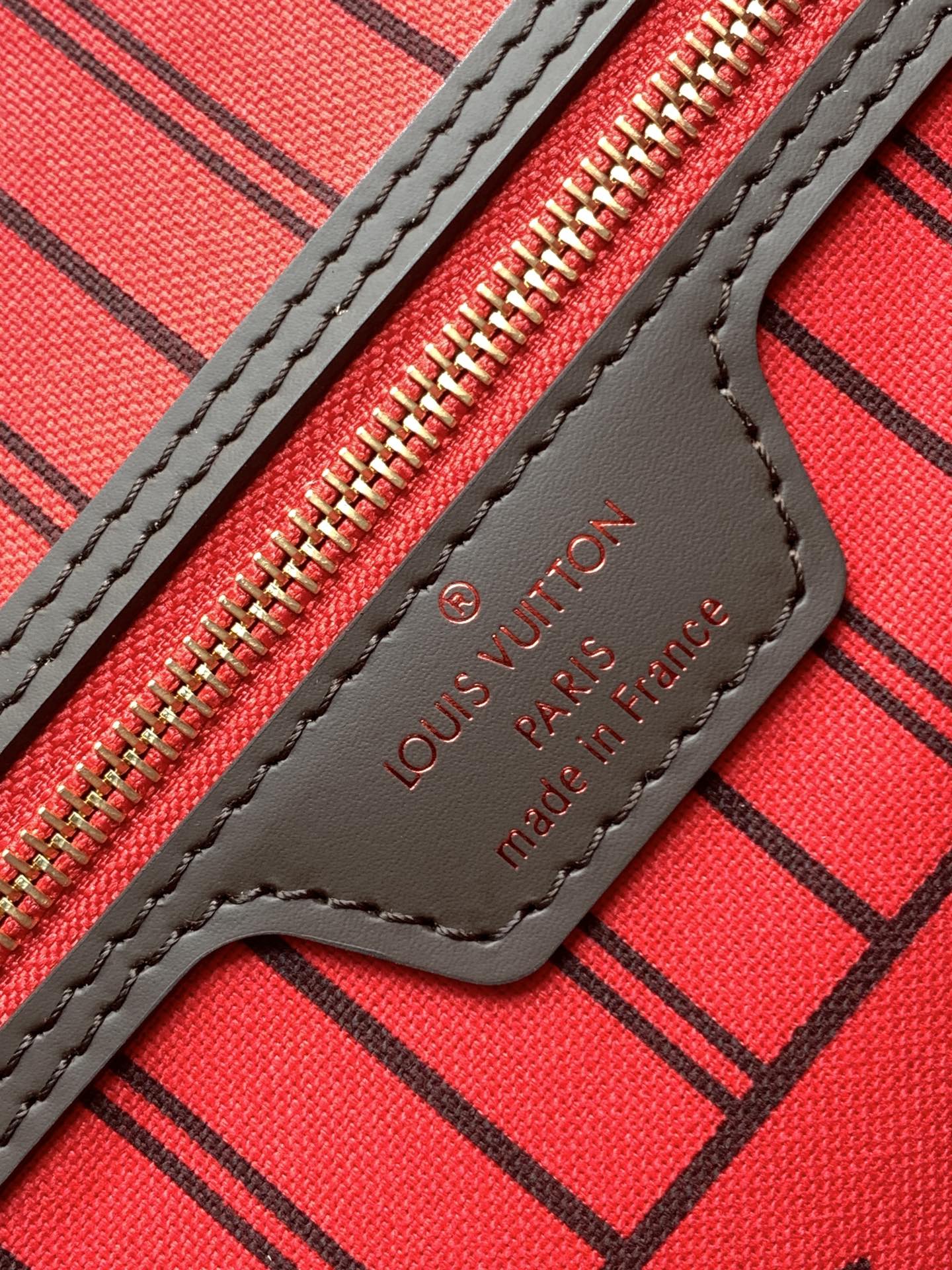 Neverfull Mm Damier Ebene Mid Size Cerise Red Tote N40599