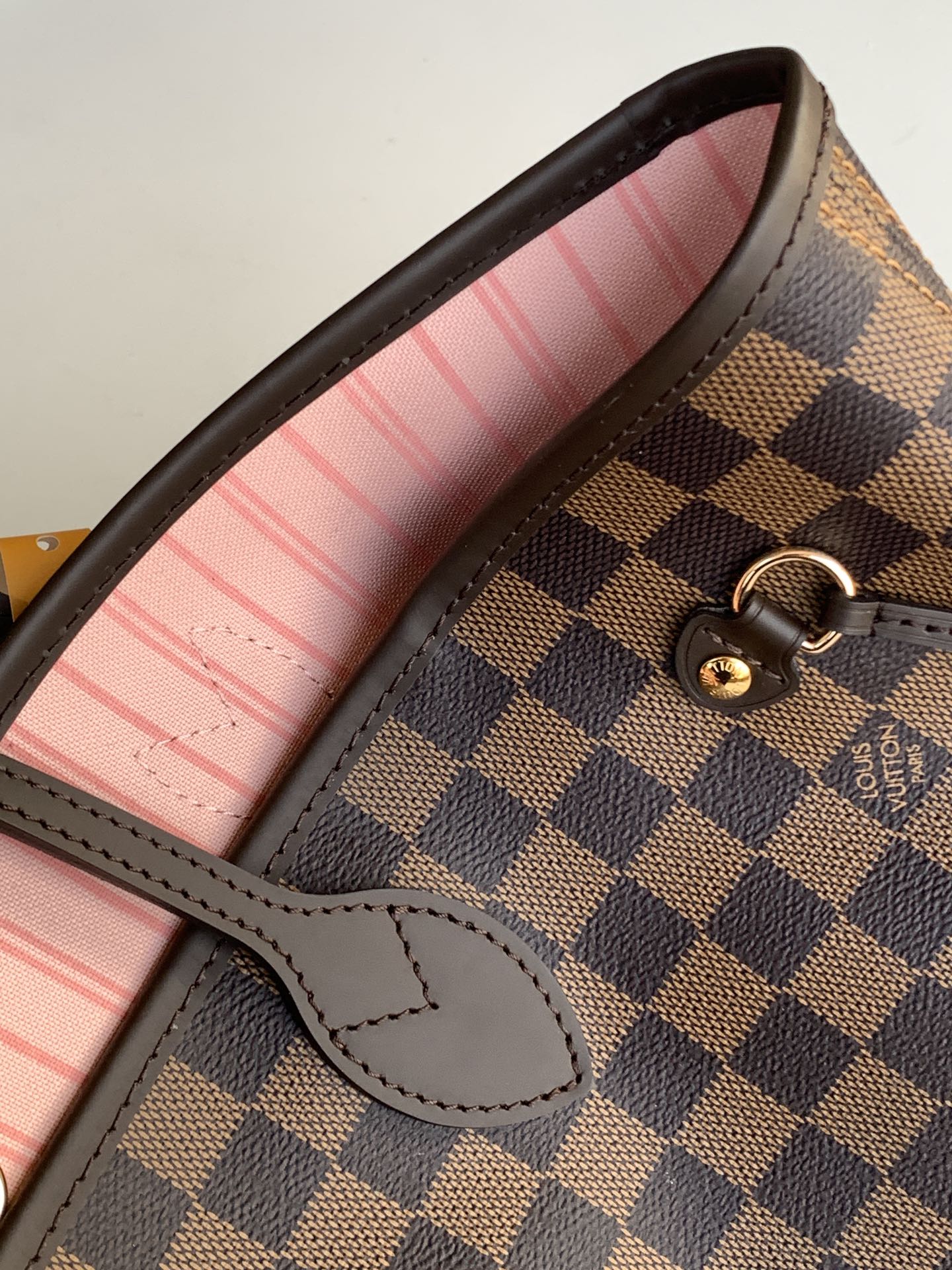 Neverfull Mm Damier Ebene Mid Size Rose Ballerine Pink Tote N40598