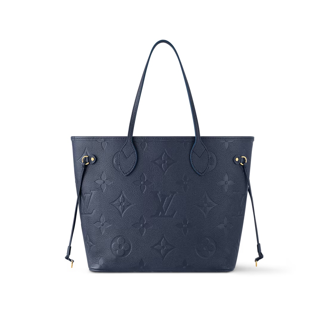 Neverfull Mm Navy Blue Monogram Empreinte Leather Mid Size Tote M47143