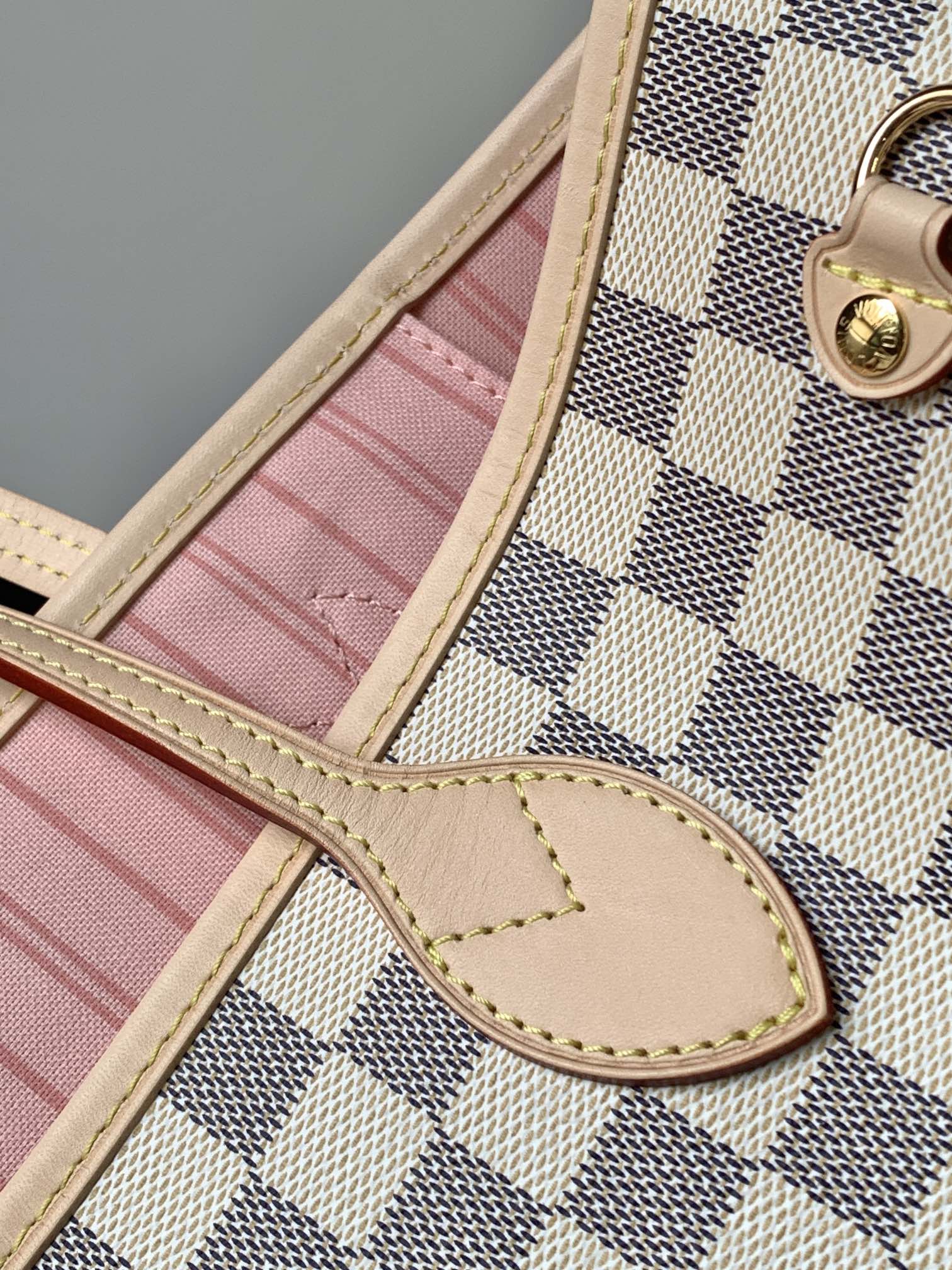 Neverfull Mm Rose Ballerine Pink Damier Azur Large Size Beige Tote N40603