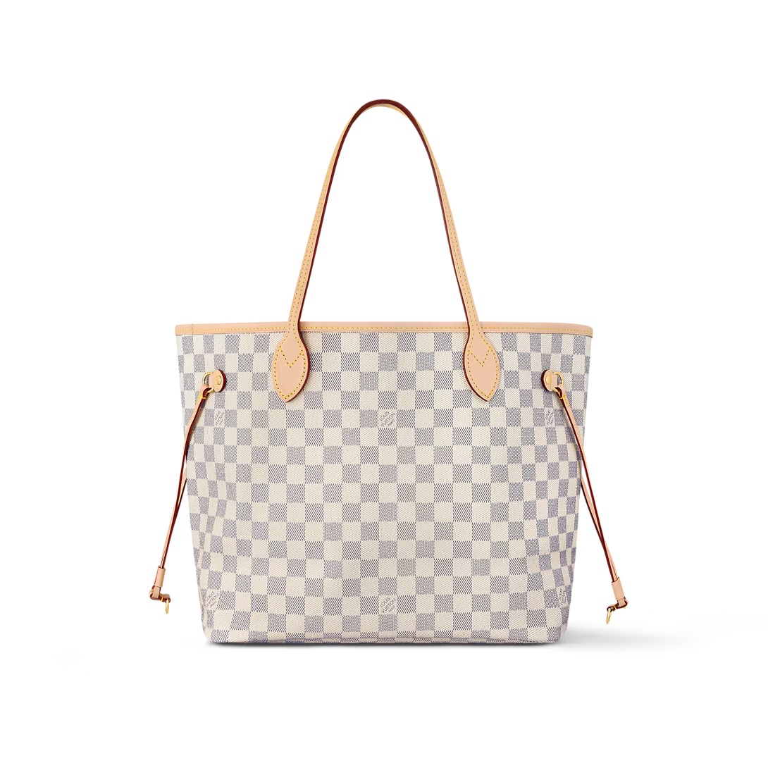 Neverfull Mm Rose Ballerine Pink Damier Azur Large Size Beige Tote N40603