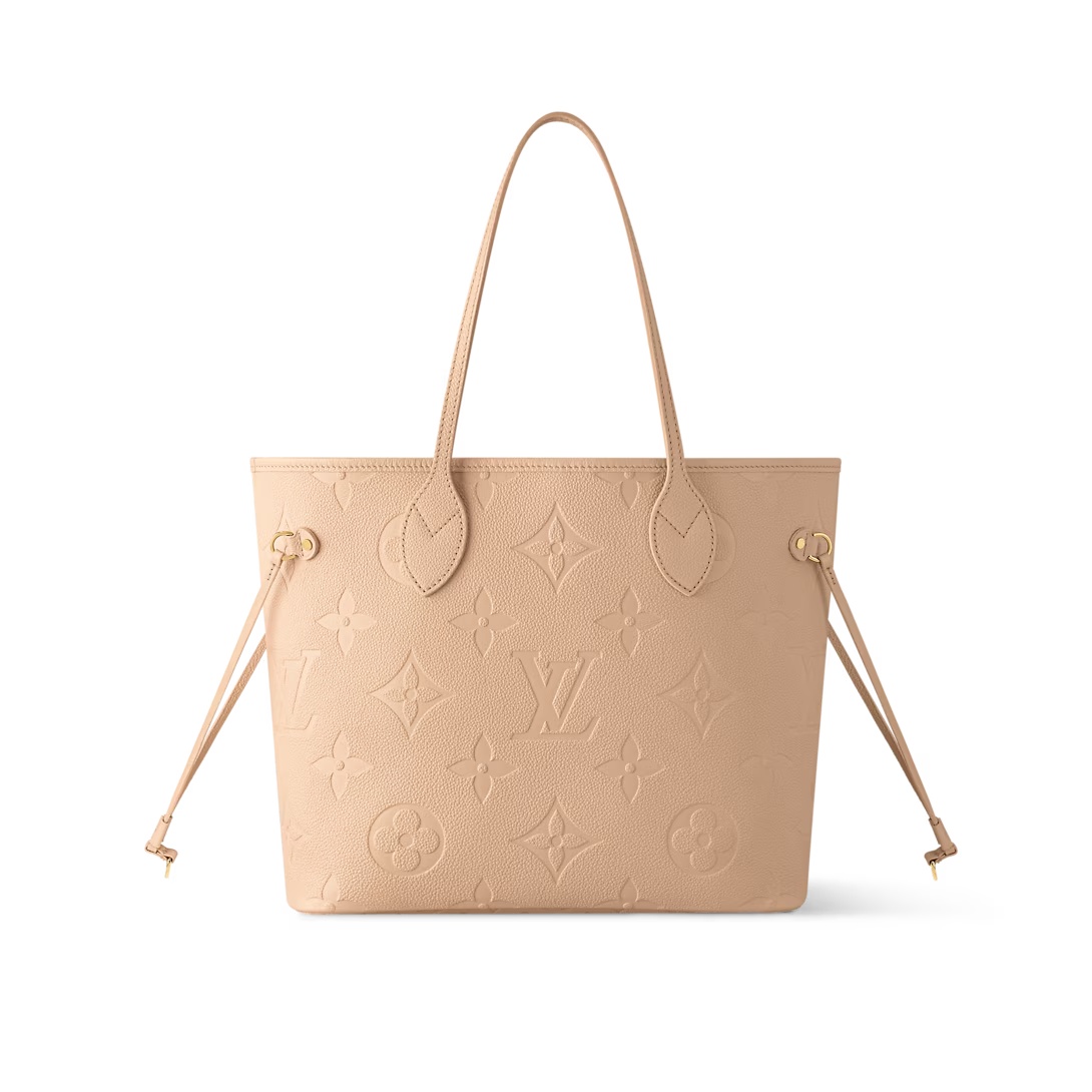 Neverfull Mm Sand Monogram Empreinte Leather Mid Size Tote M14319