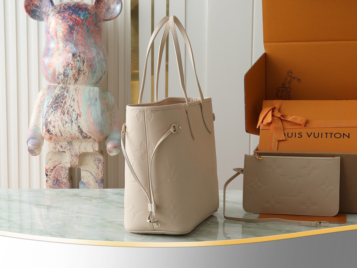 Neverfull Mm Tourterelle Gray Monogram Empreinte Leather Mid Size Tote M45686