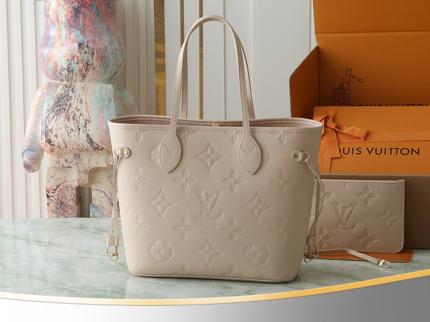 Neverfull Mm Tourterelle Gray Monogram Empreinte Leather Mid Size Tote M45686