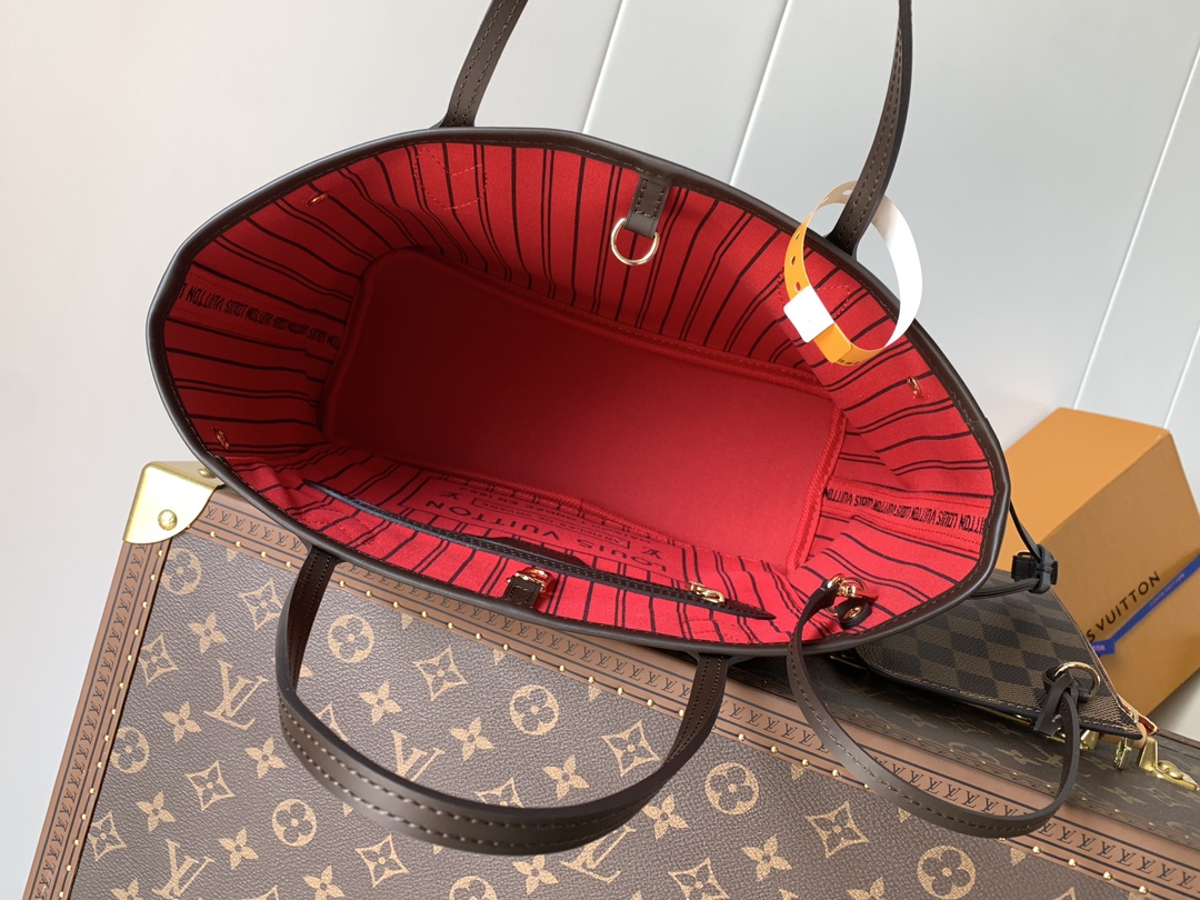 Neverfull Pm Cerise Red Damier Ebene Petite Size Tote N40600