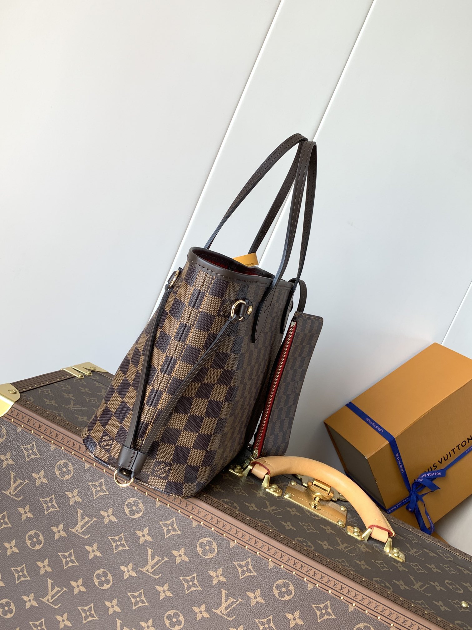 Neverfull Pm Cerise Red Damier Ebene Petite Size Tote N40600