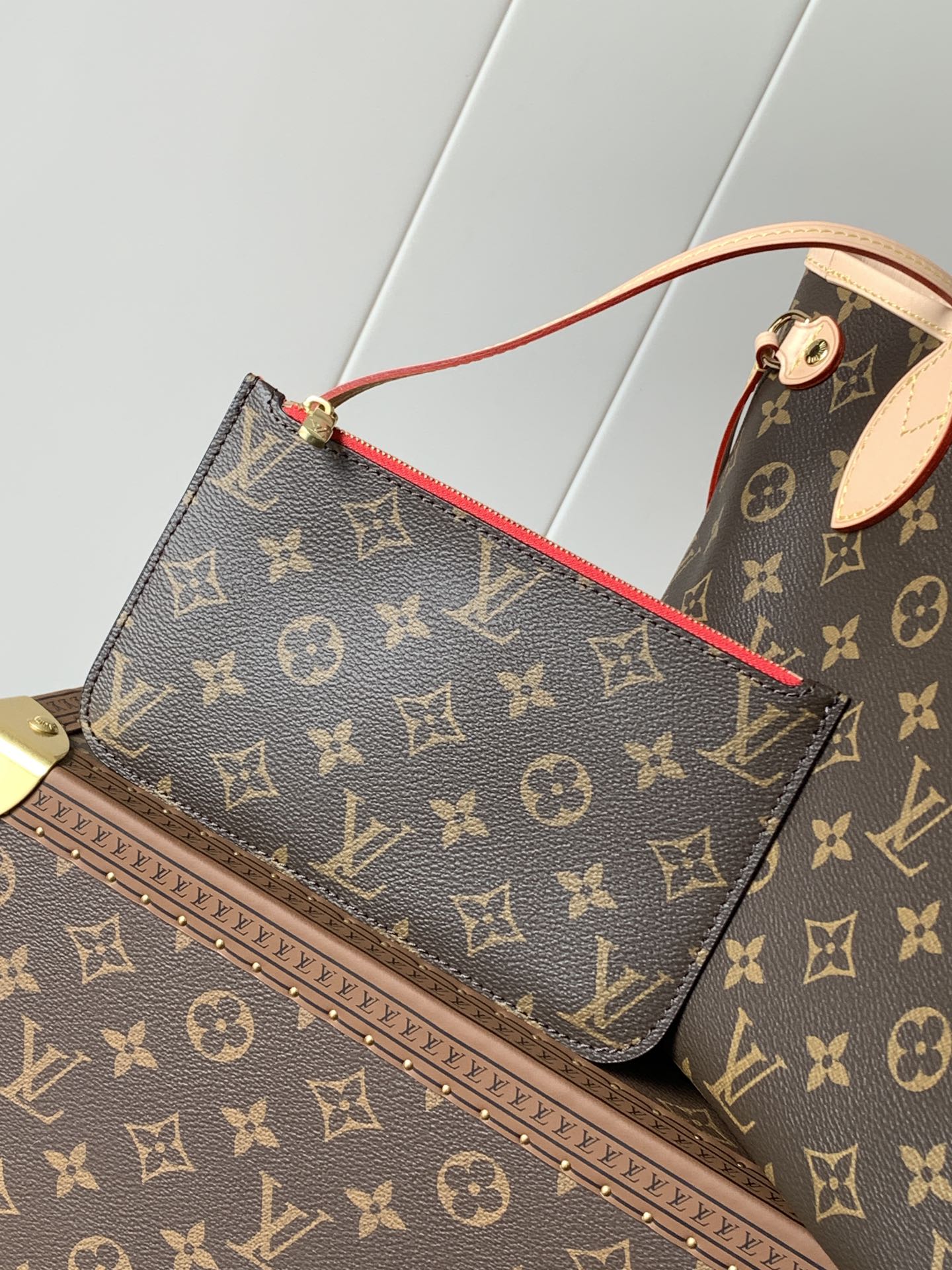 Neverfull Pm Cherry Red Monogram Petite Size Tote M41000