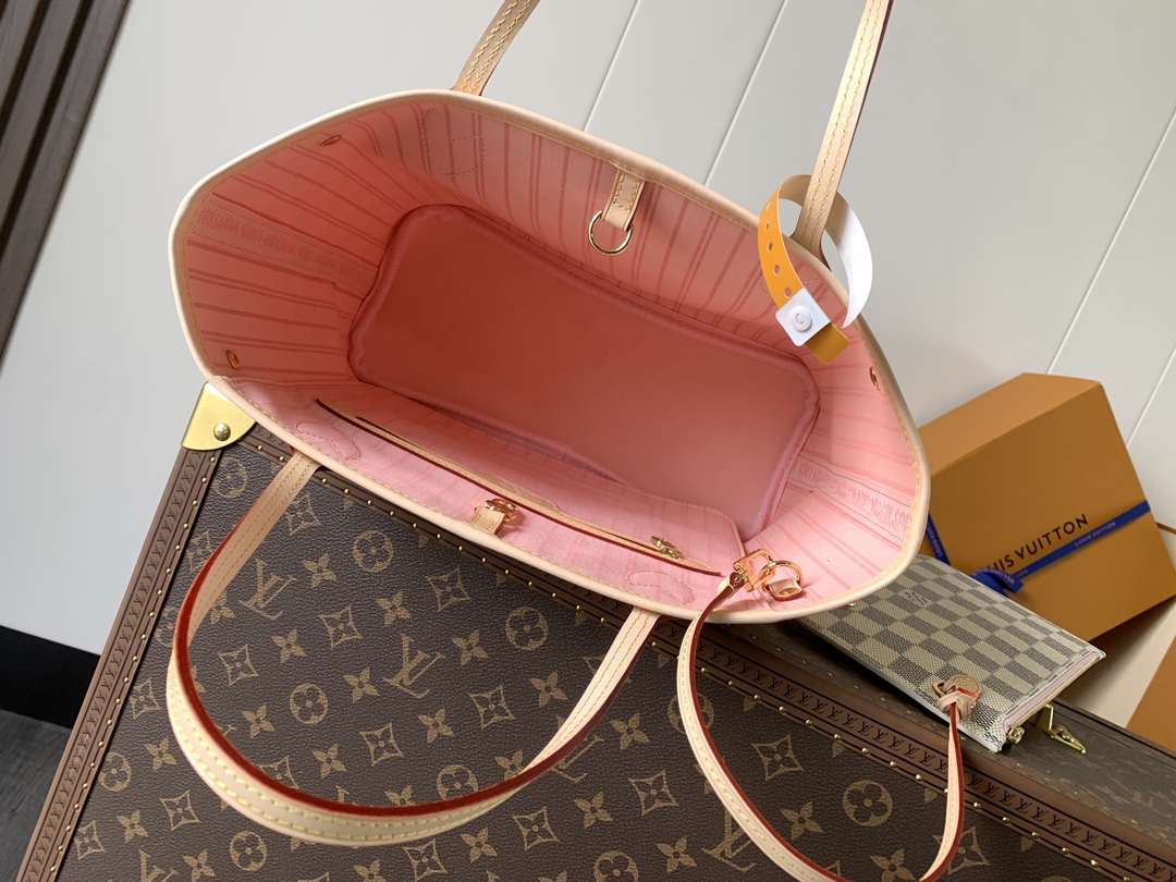 Neverfull Pm Rose Ballerine Pink Damier Azur Petite Size Tote