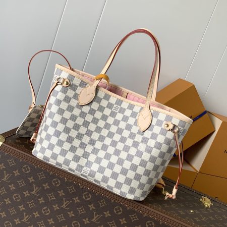 Neverfull Pm Rose Ballerine Pink Damier Azur Petite Size Tote