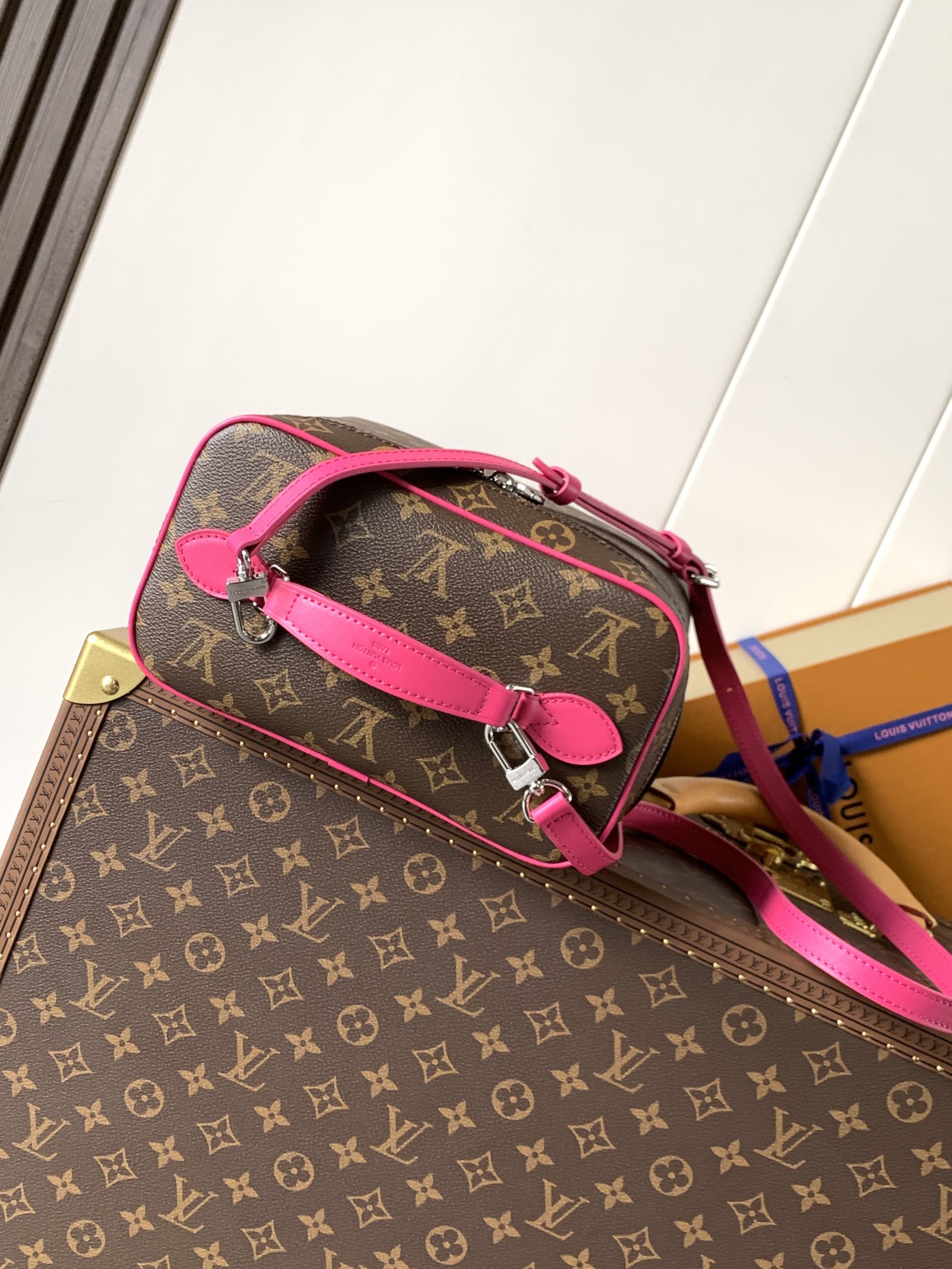 Nice Bb G73 Vanity Bag Monogram Rose Pondichery M14886