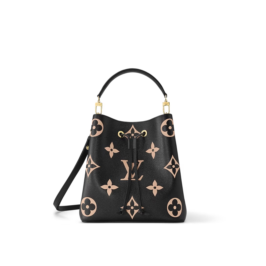 Néonoé Mm Handbags Bicolor Monogram Empreinte Leather Black/Beige M45497