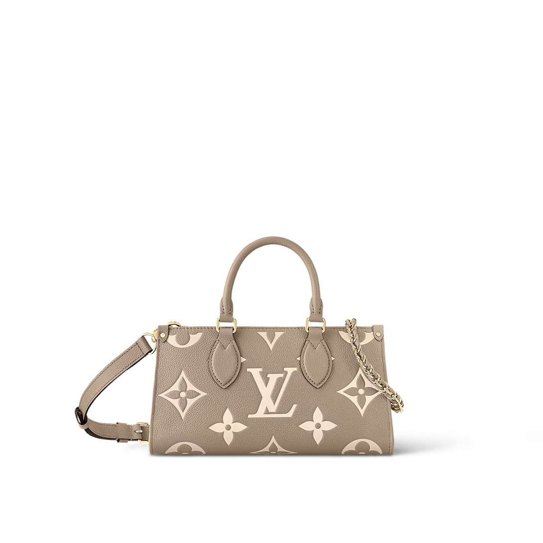 Onthego East West Chain Bicolor Monogram Empreinte Leather Dove/Cream M23641