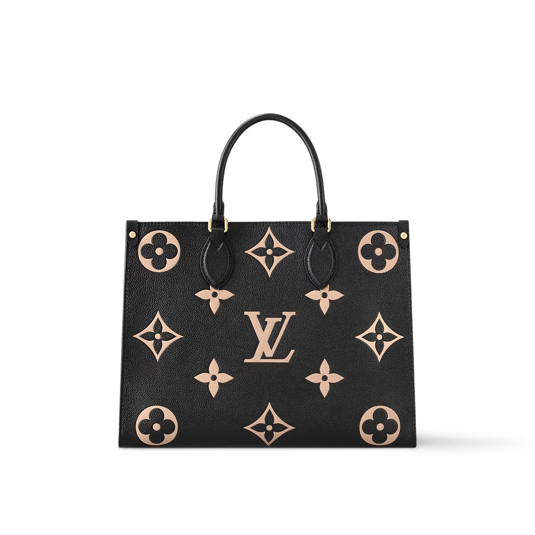 Onthego Mm Bicolor Monogram Empreinte Leather Black/Beige M45495