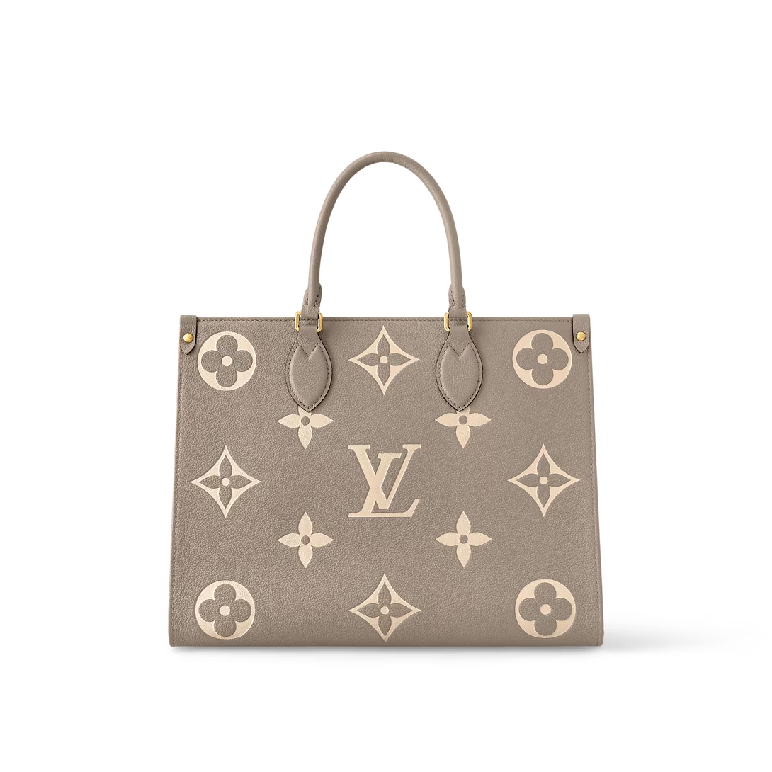 Onthego Mm Bicolor Monogram Empreinte Leather Dove/Cream M45494