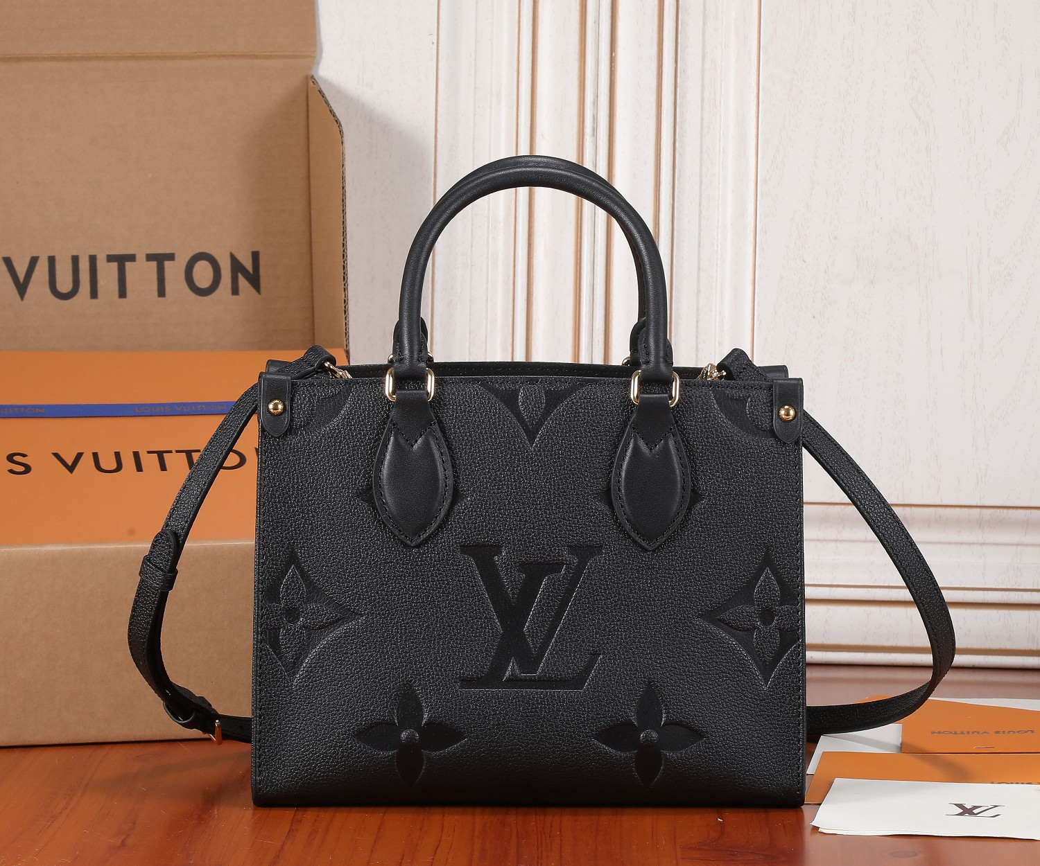 Onthego Pm Monogram Empreinte Leather Tote Black M45653