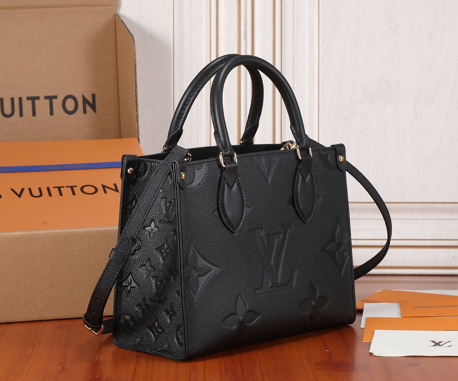 Onthego Pm Monogram Empreinte Leather Tote Black M45653