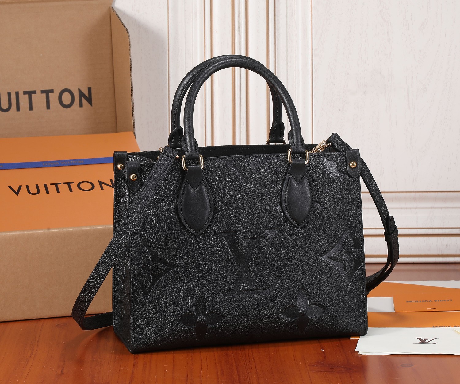 Onthego Pm Monogram Empreinte Leather Tote Black M45653