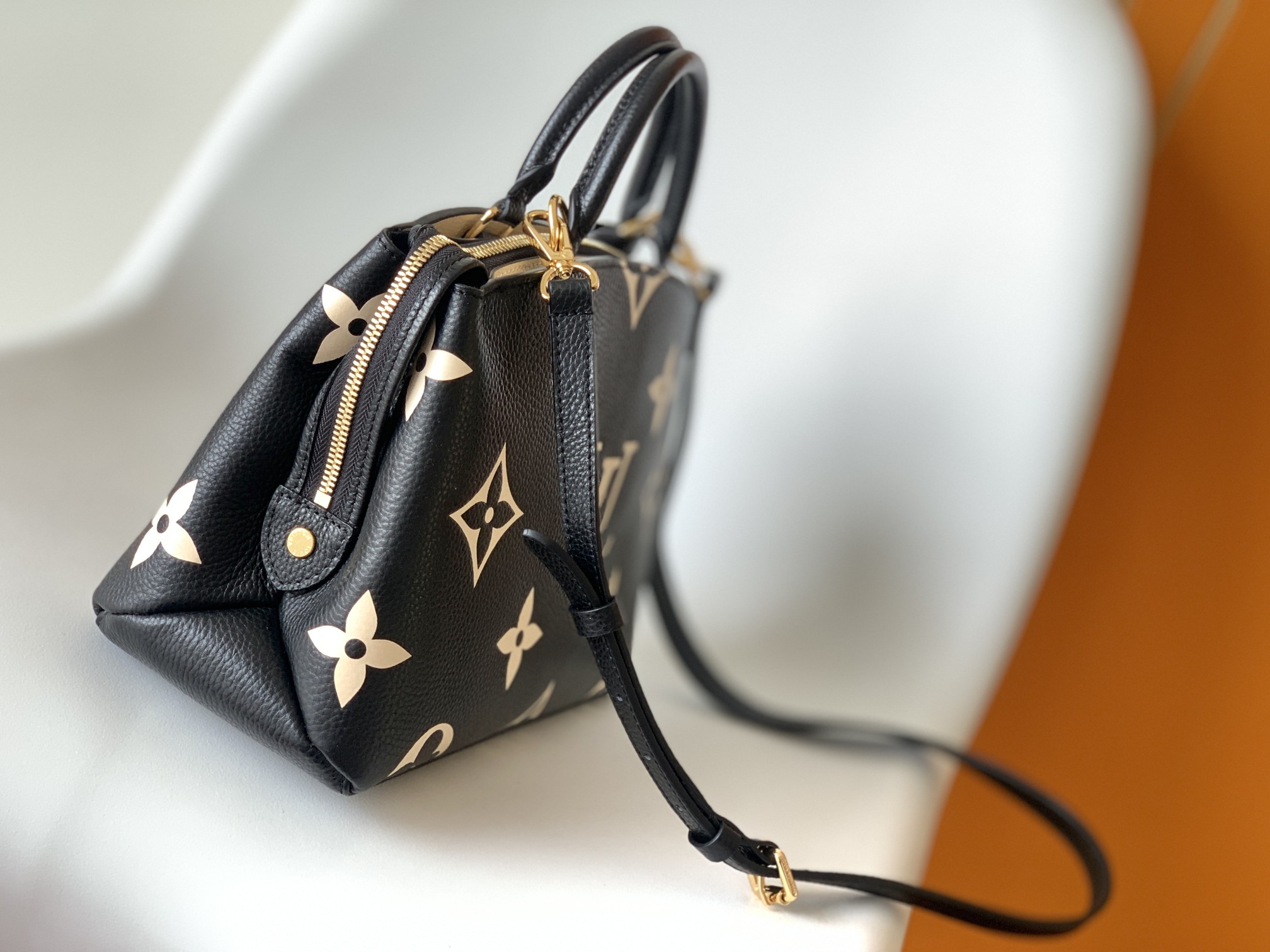 Petit Palais Handbags Bicolor Monogram Empreinte Leather Black/Beige M58913