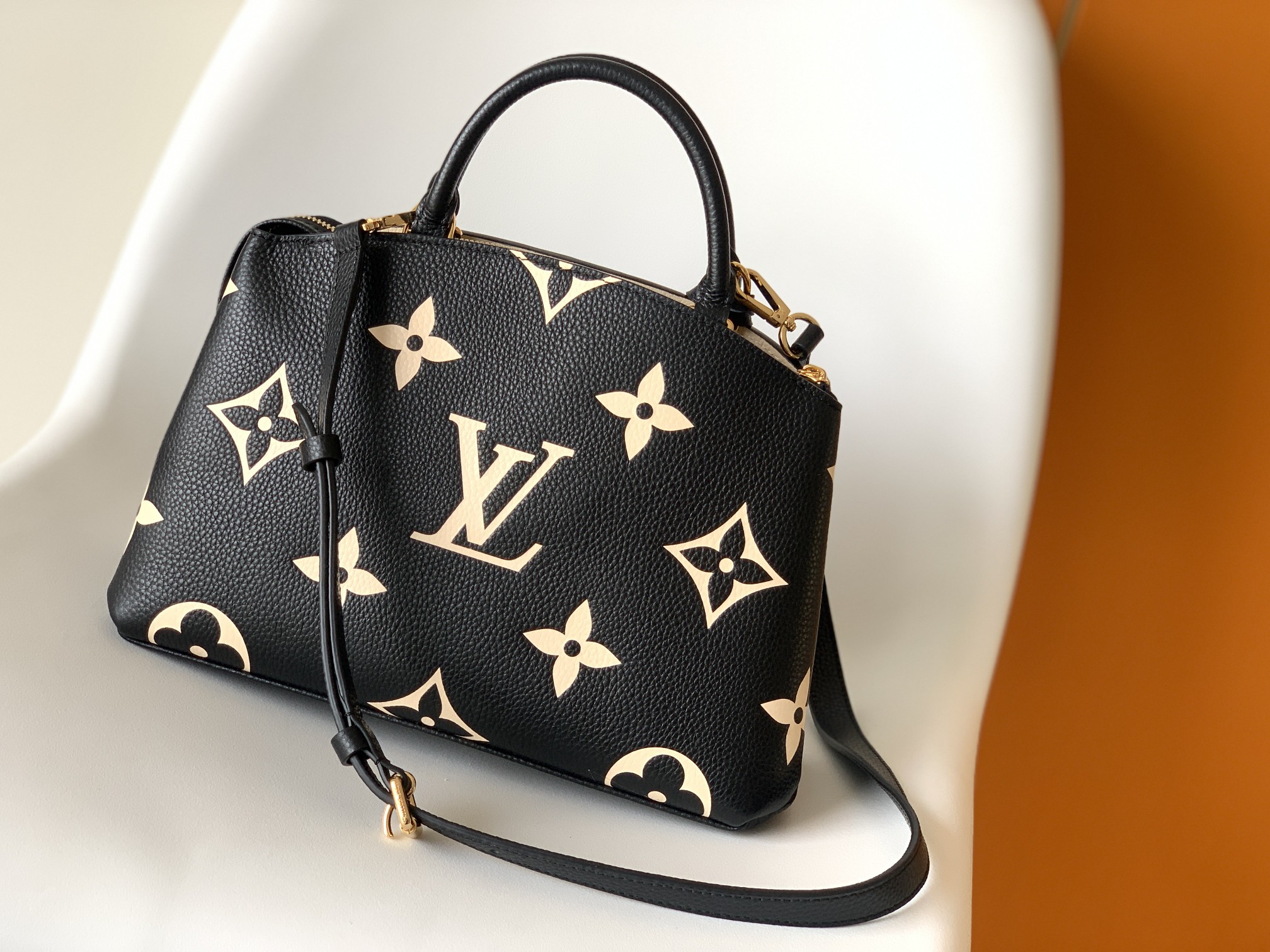 Petit Palais Handbags Bicolor Monogram Empreinte Leather Black/Beige M58913