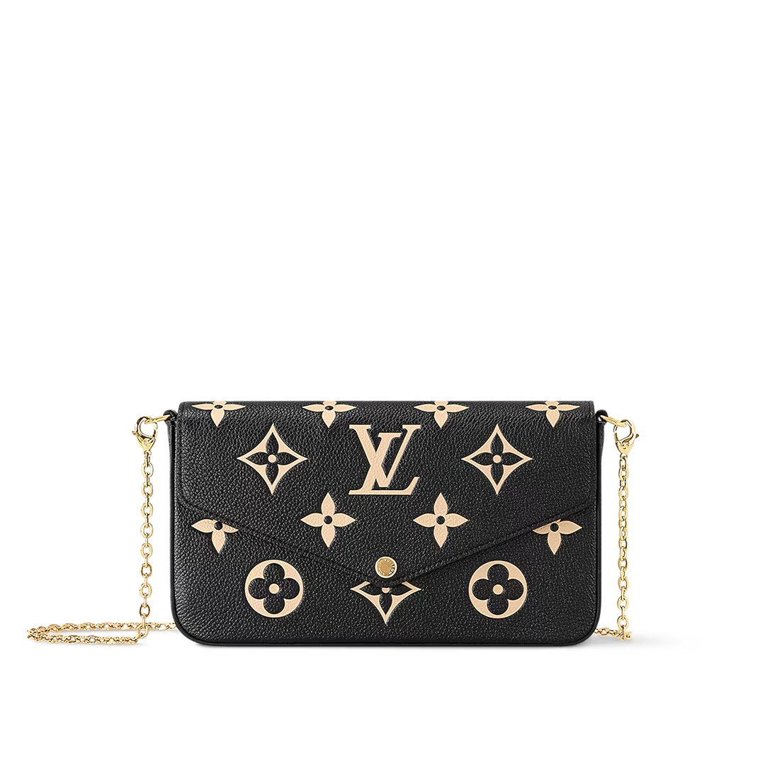 Pochette Félicie Bicolor Monogram Empreinte Leather Black / Beige M82479