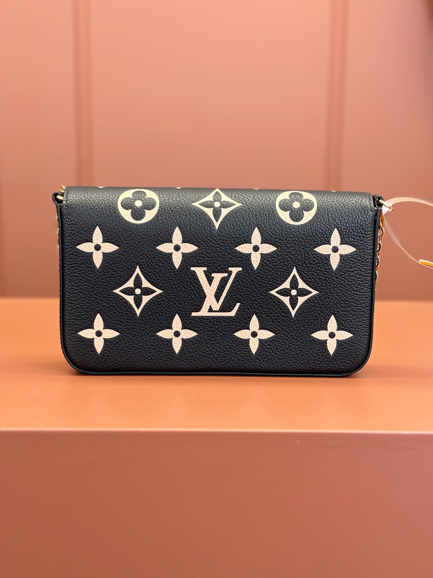 Pochette Félicie Bicolor Monogram Empreinte Leather Black / Beige M82479