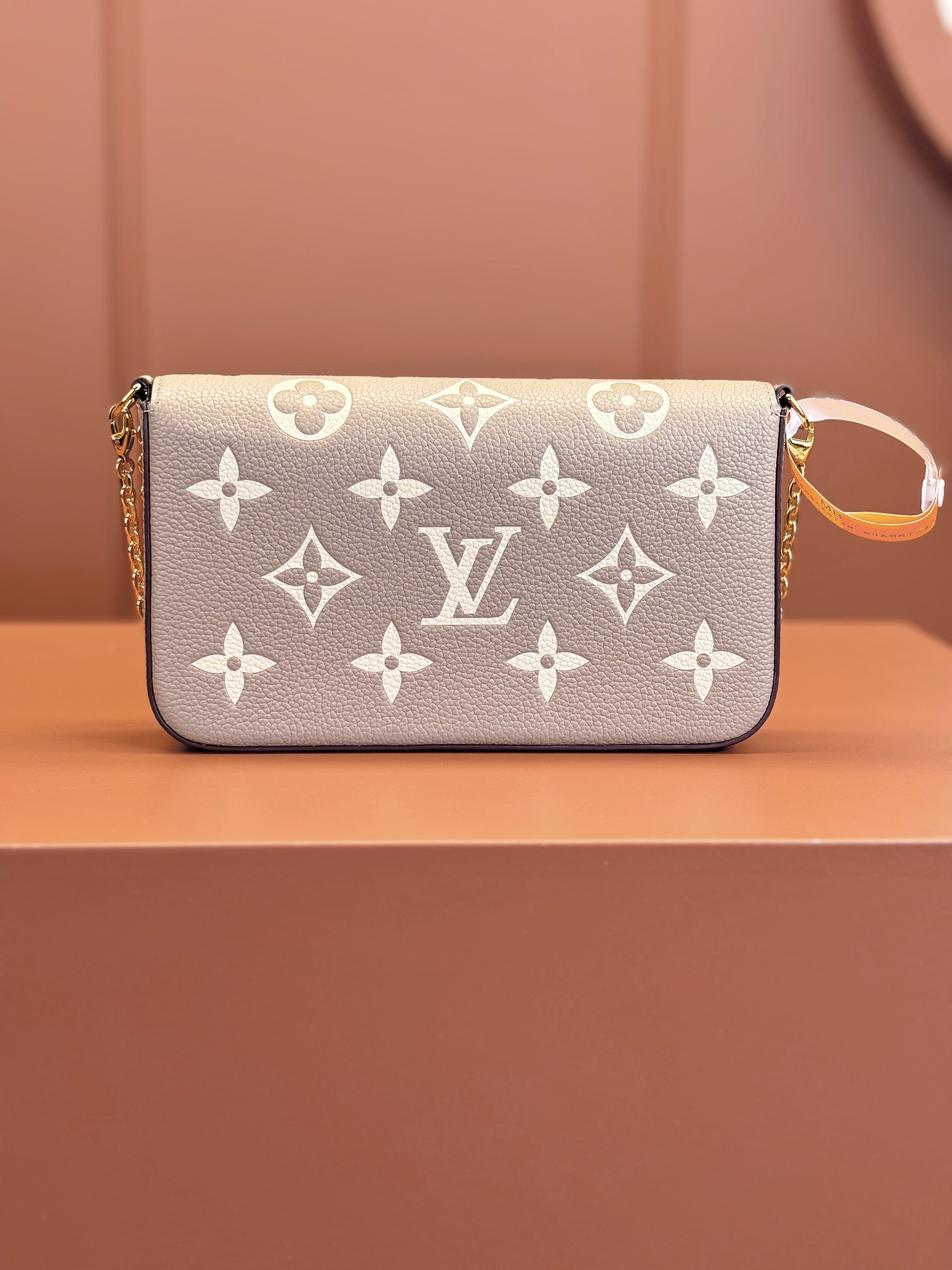Pochette Félicie Bicolor Monogram Empreinte Leather Tourterelle Gray / Cream M82610
