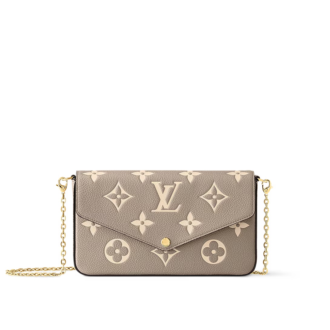 Pochette Félicie Bicolor Monogram Empreinte Leather Tourterelle Gray / Cream M82610