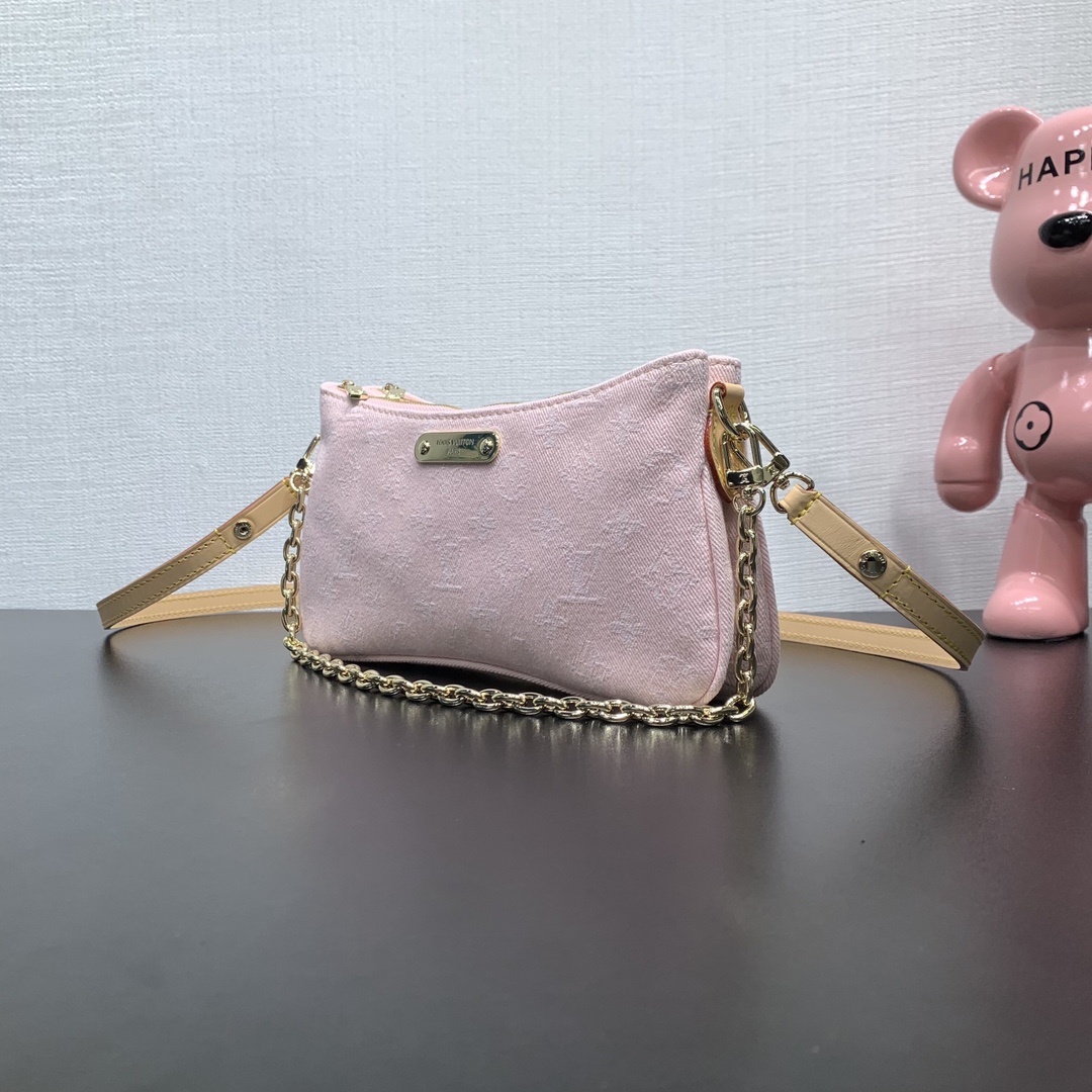 Pochette Liv Monogram Denim Bag Washed Pink M14159
