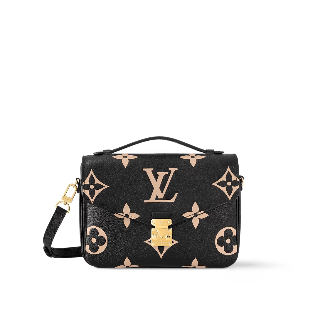 Pochette Métis Bicolor Monogram Empreinte Leather Bag Black/Beige M45773