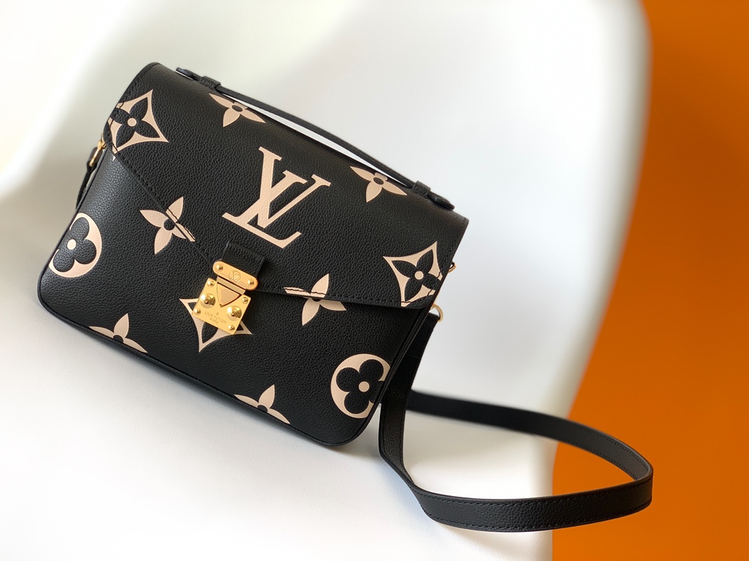 Pochette Métis Bicolor Monogram Empreinte Leather Bag Black/Beige M45773