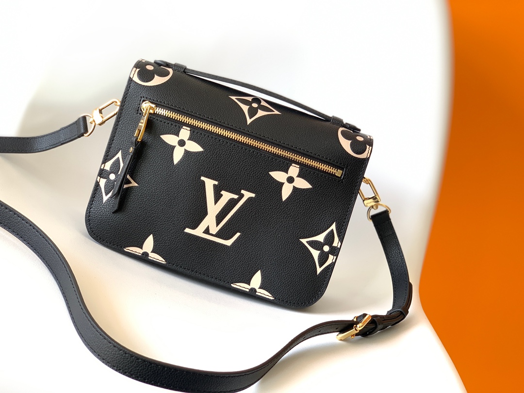 Pochette Métis Bicolor Monogram Empreinte Leather Bag Black/Beige M45773