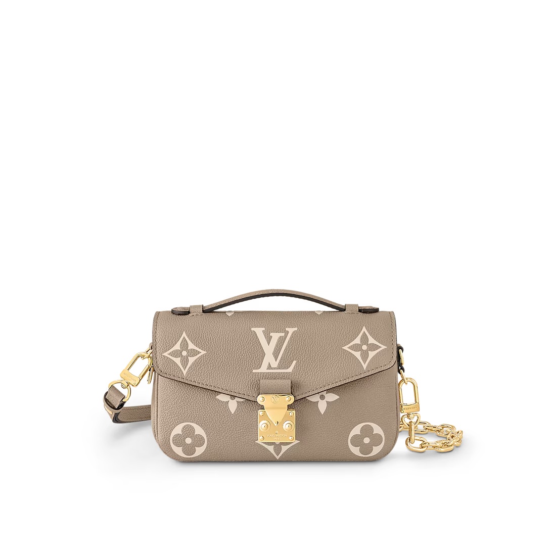 Pochette Métis East West Bag Bicolor Monogram Empreinte Leather Dove/Cream M23081