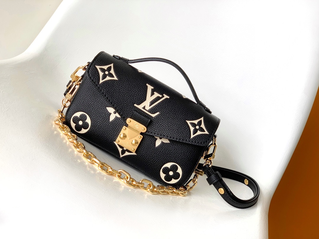Pochette Métis East West Bag Bicolor Monogram Empreinte Leather Noir Beige M46596