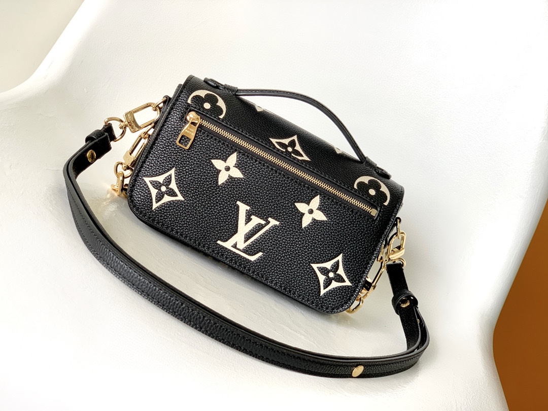 Pochette Métis East West Bag Bicolor Monogram Empreinte Leather Noir Beige M46596