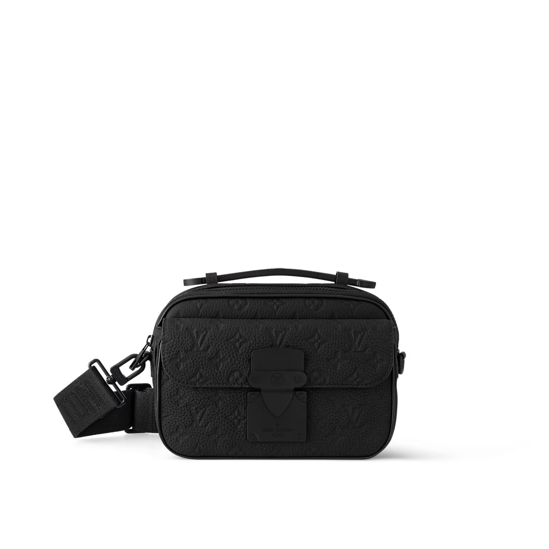 S Lock Messenger Bag Black Monogram Taurillon M58489