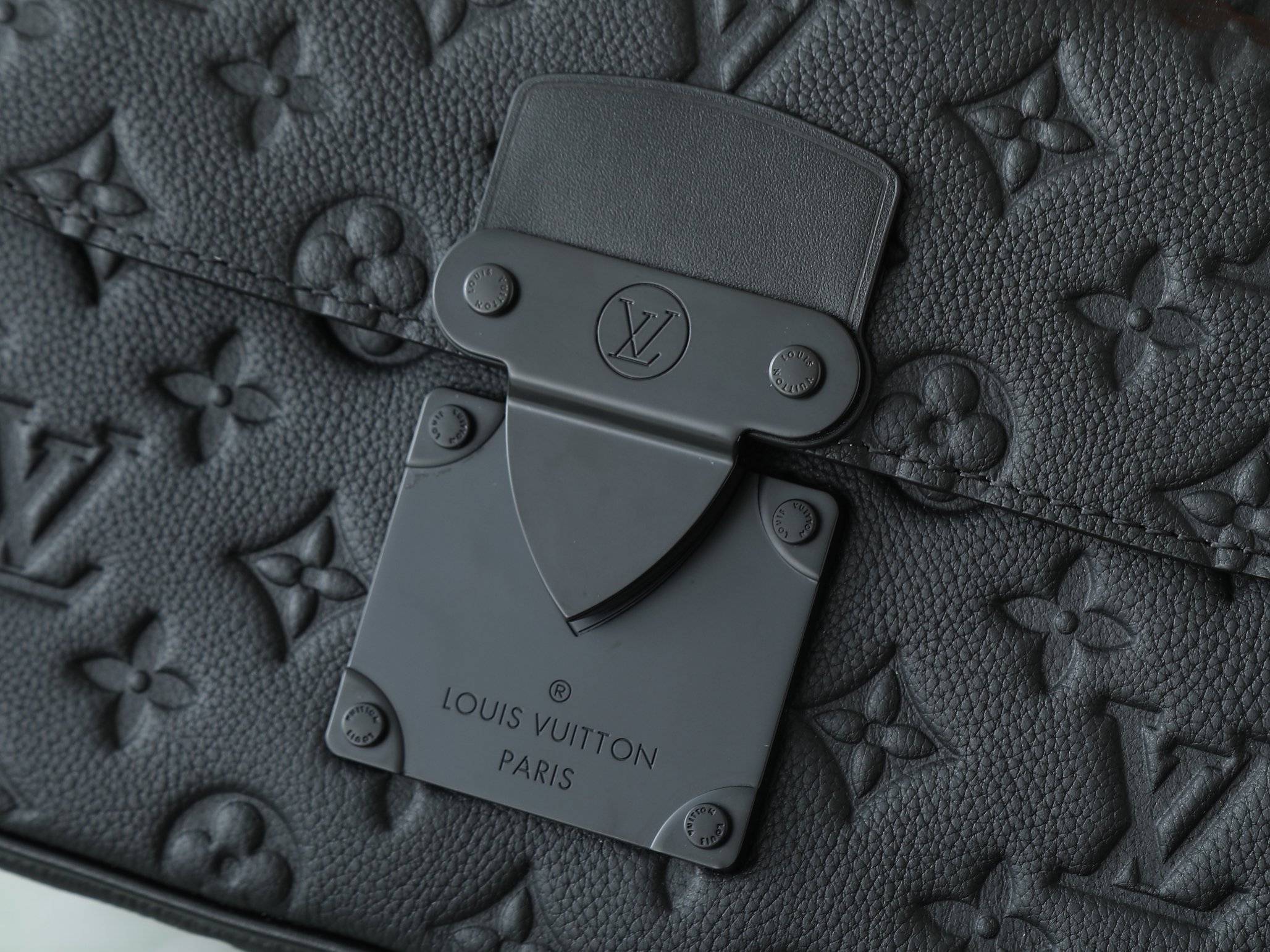 S Lock Messenger Bag Black Monogram Taurillon M58489