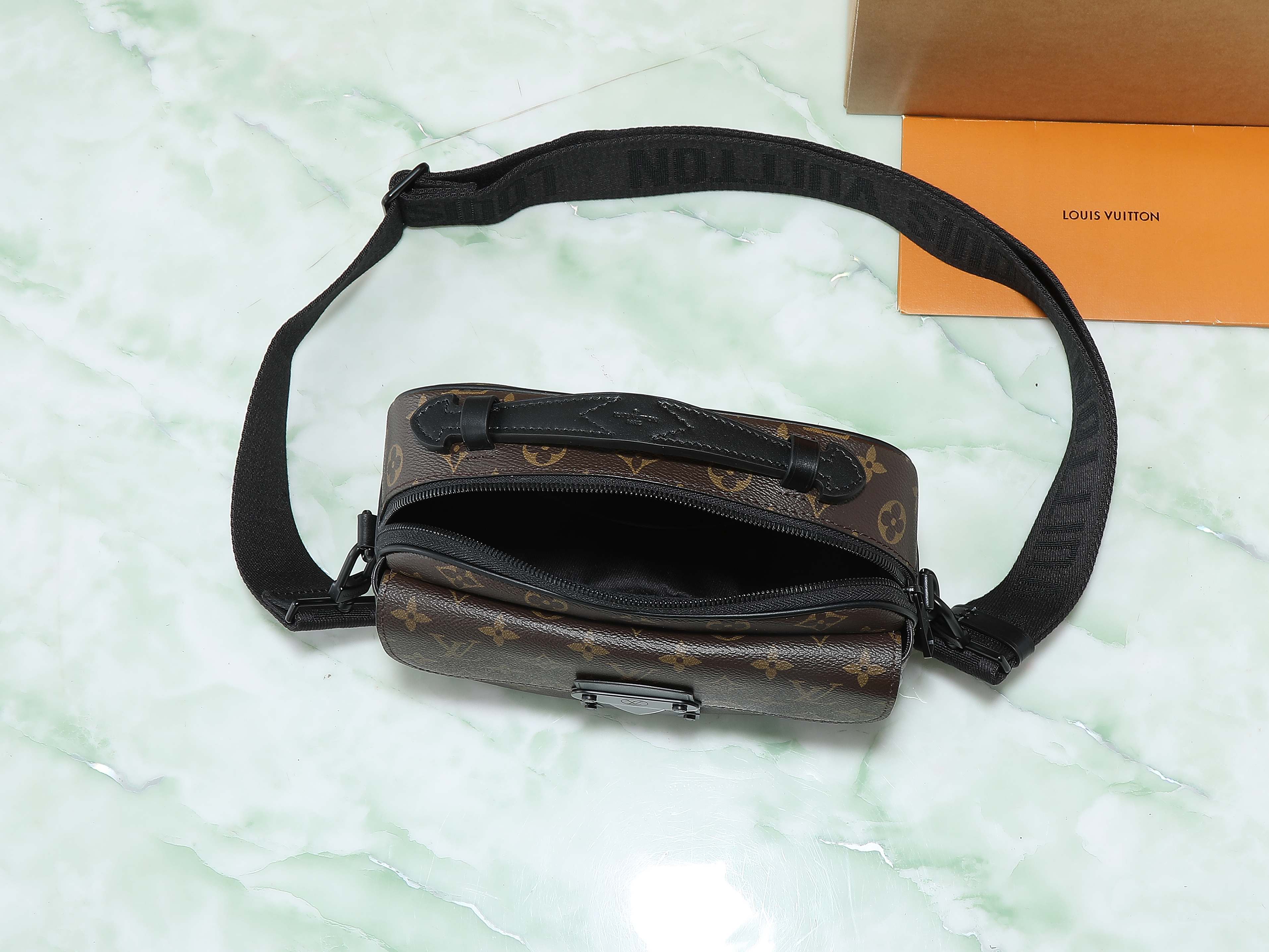 S Lock Messenger Bag Monogram Macassar M45806