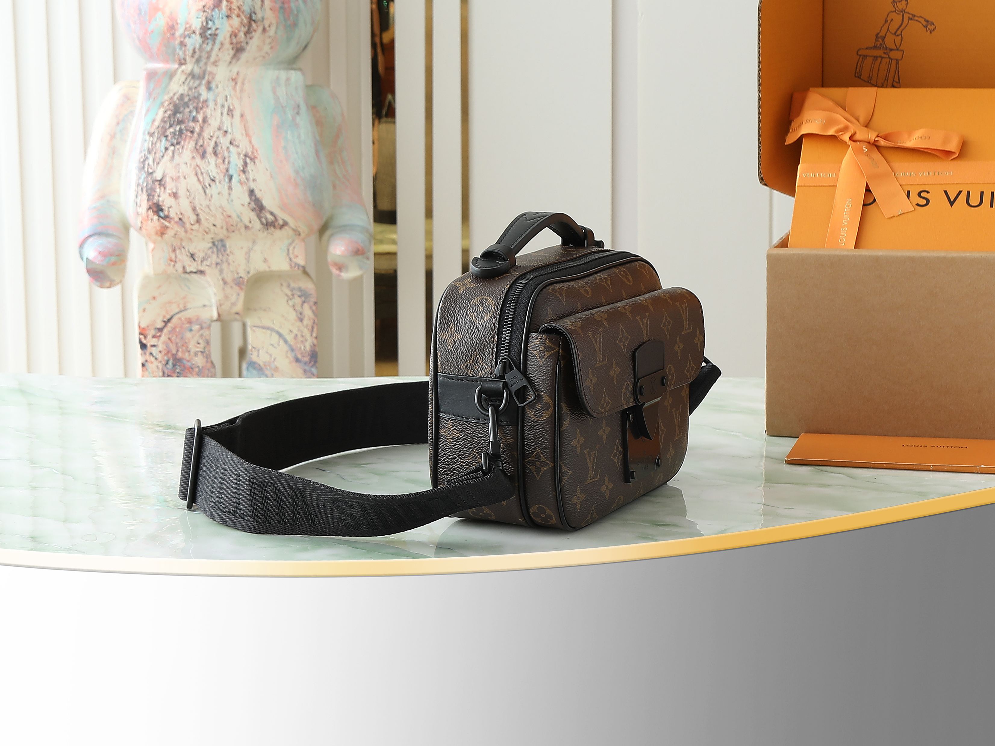 S Lock Messenger Bag Monogram Macassar M45806