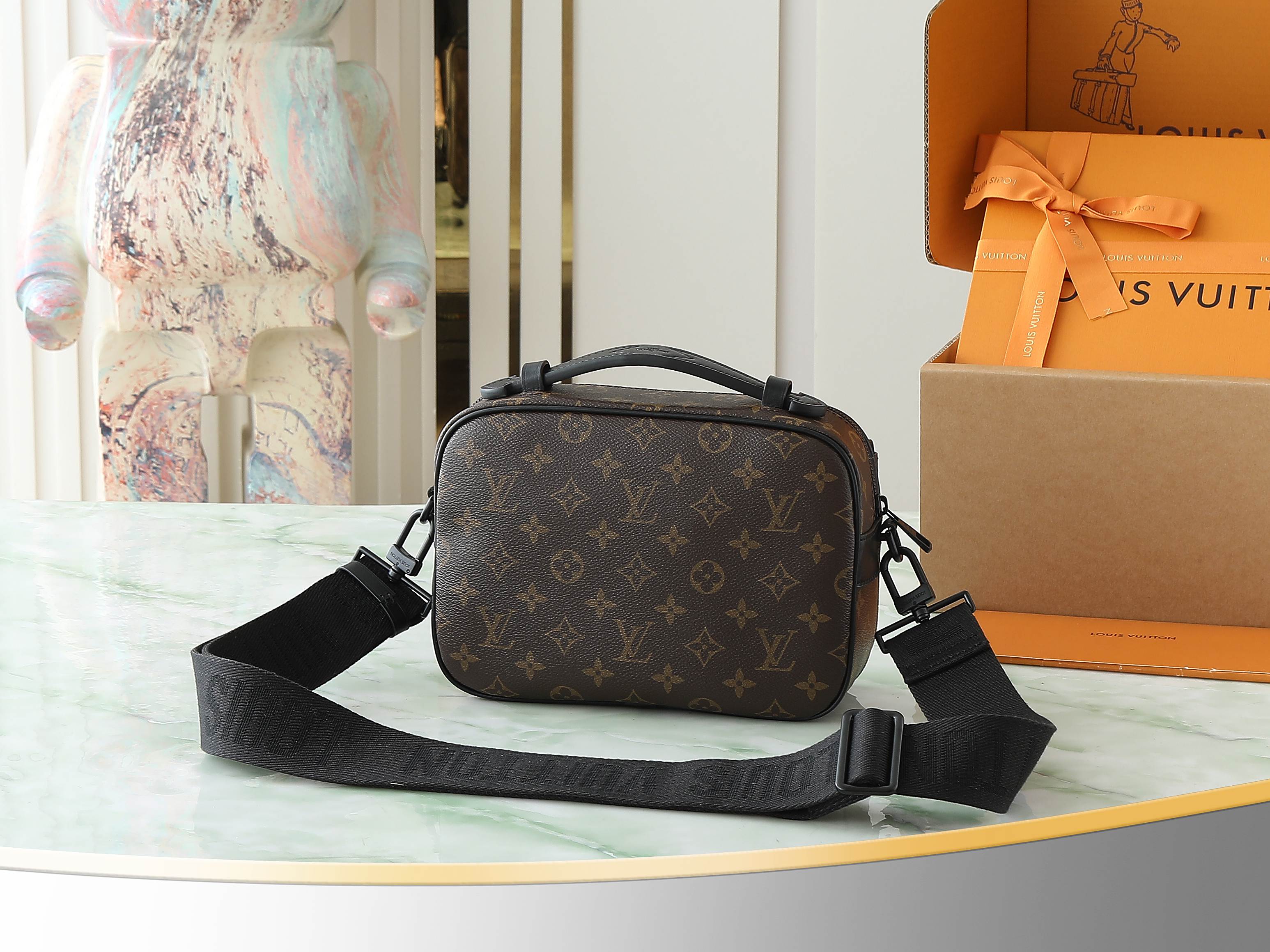 S Lock Messenger Bag Monogram Macassar M45806