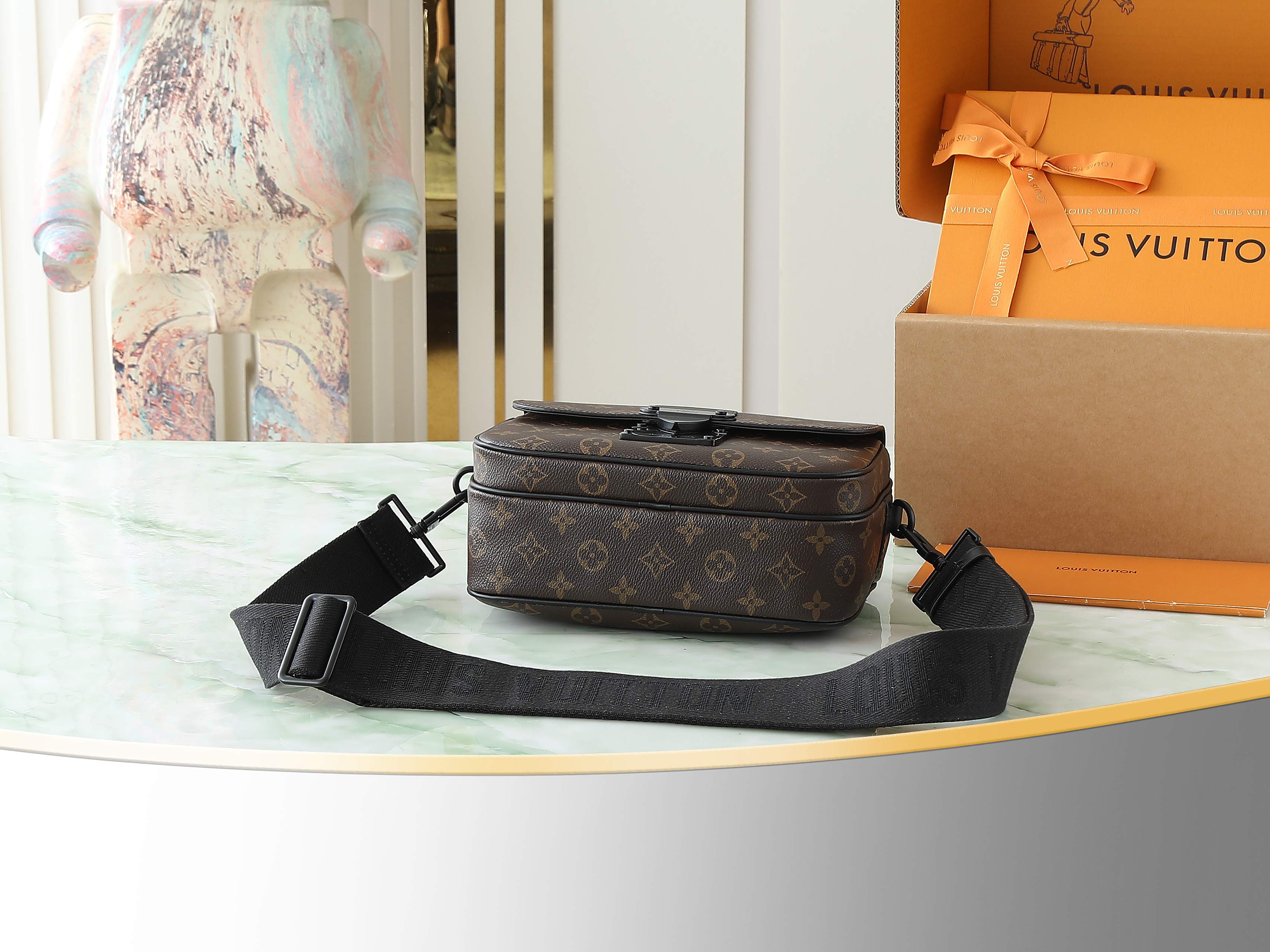 S Lock Messenger Bag Monogram Macassar M45806